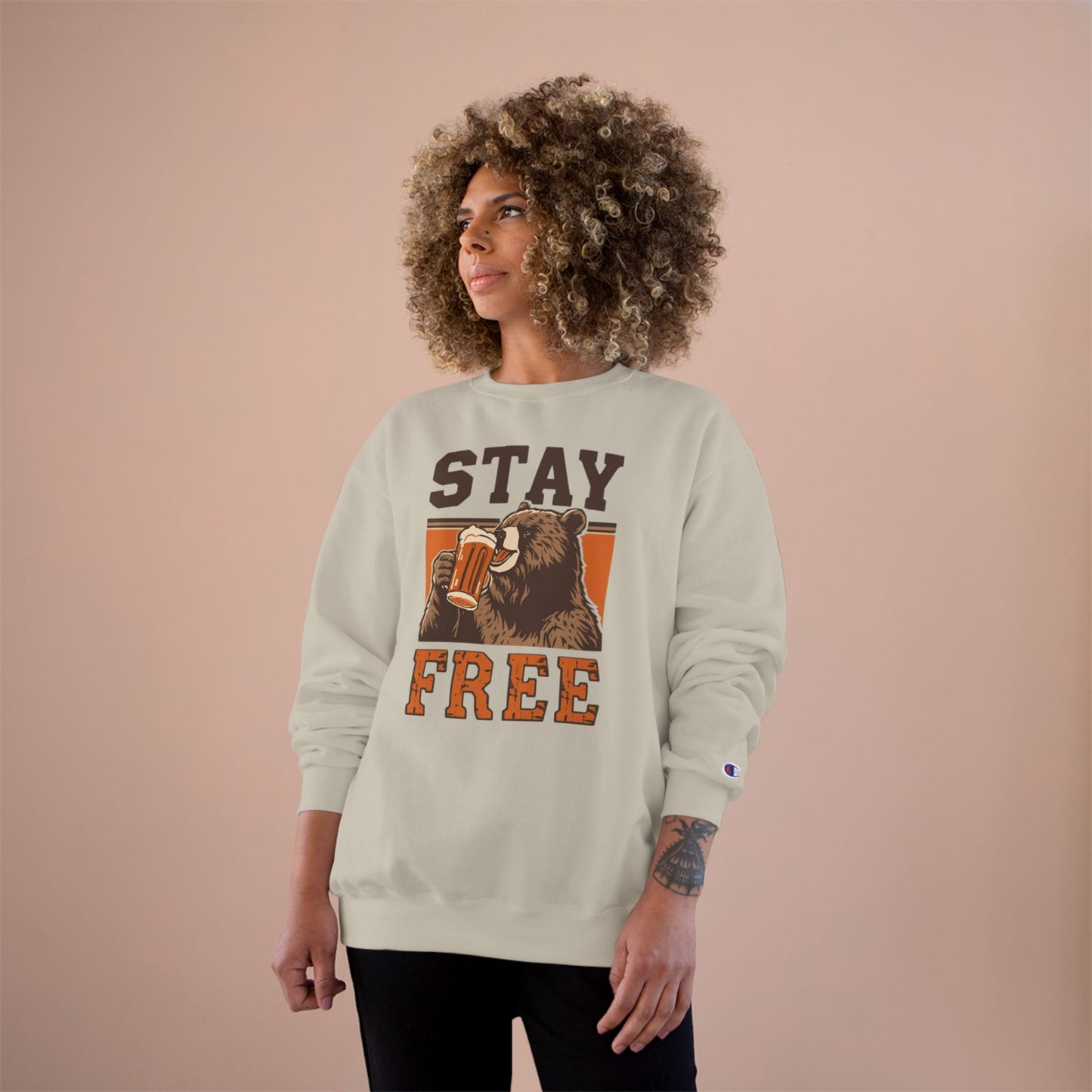 Stay Free Brown Bear Champion Crewneck