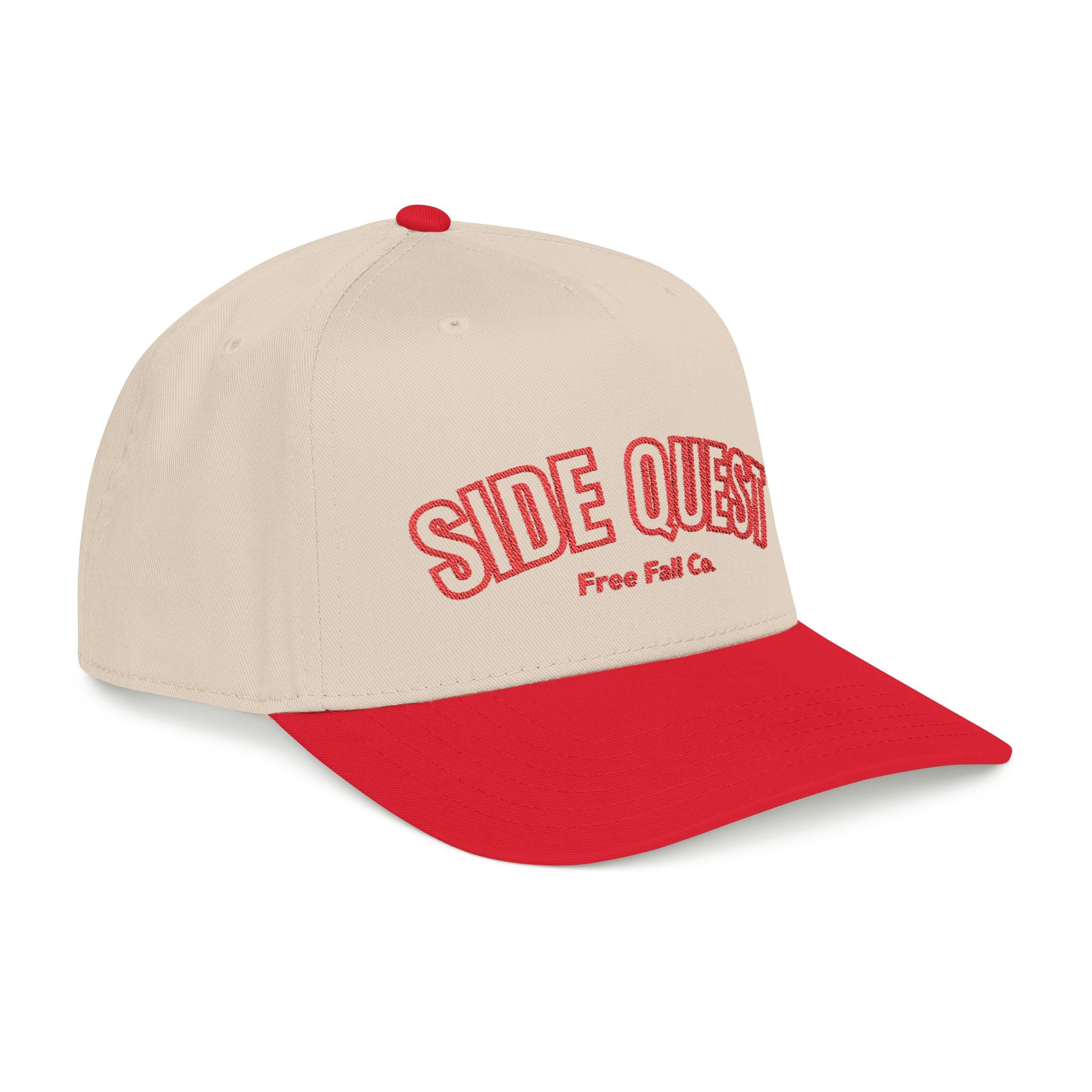 Side Quest Red Hat — Retro Embroidered Adventure Snapback