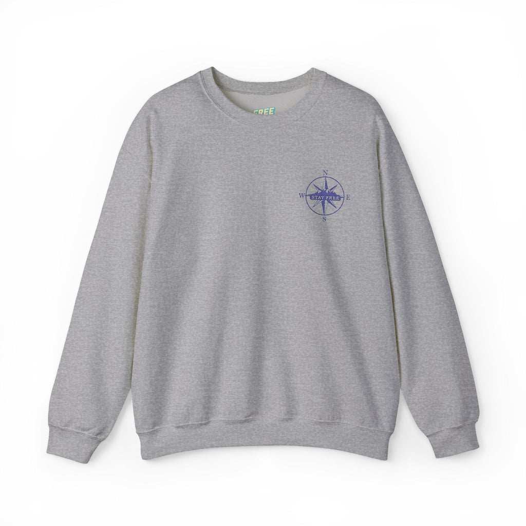 Embroidered Compass Rose Crewneck Sweatshirt — Minimal Nautical Graphic
