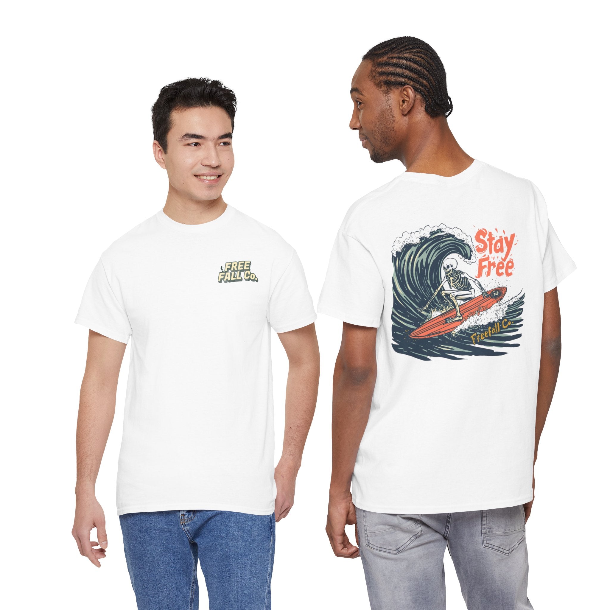 Surf Tee — "Stay Free" Surfing Graphic T-Shirt