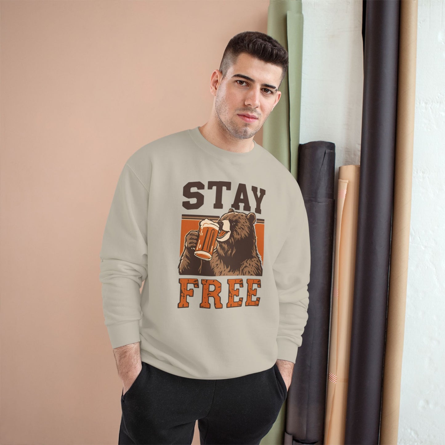Stay Free Brown Bear Champion Crewneck