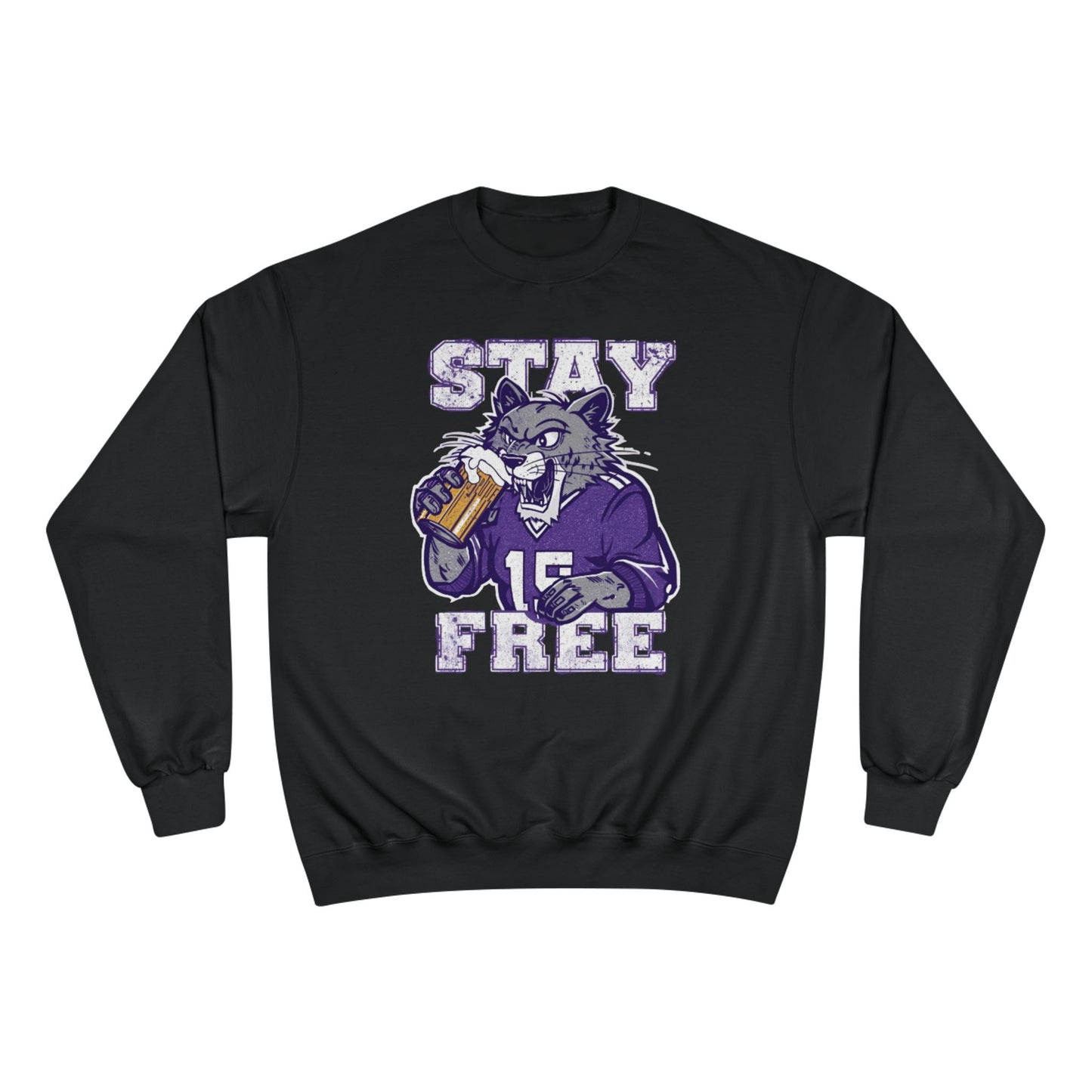 Stay Free Purple Wildcat Champion Crewneck