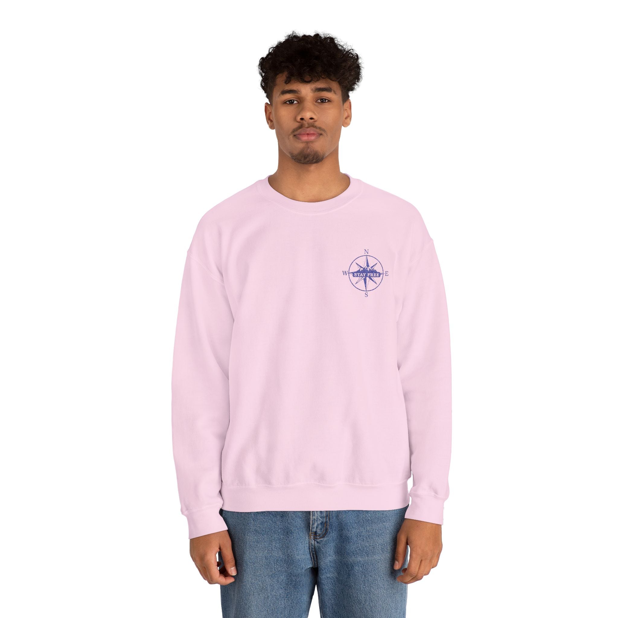 Embroidered Compass Rose Crewneck Sweatshirt — Minimal Nautical Graphic