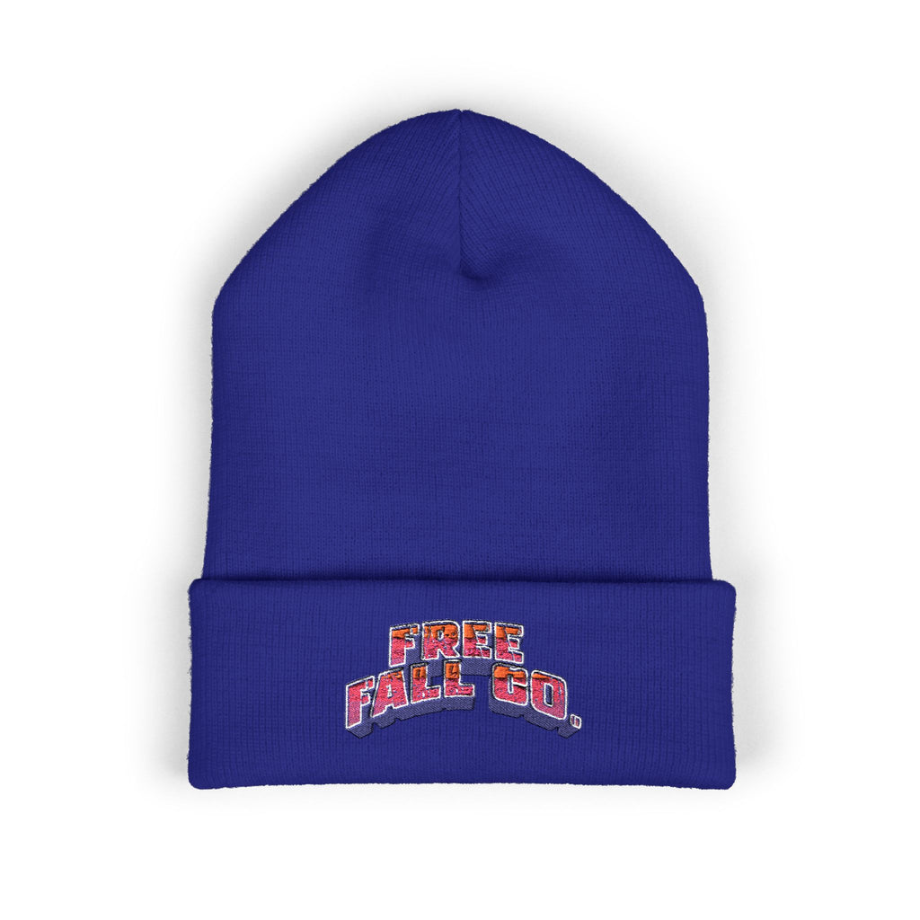 Embroidered 'Free Fall Co.' Cuffed Beanie — Cozy Knit Winter Hat