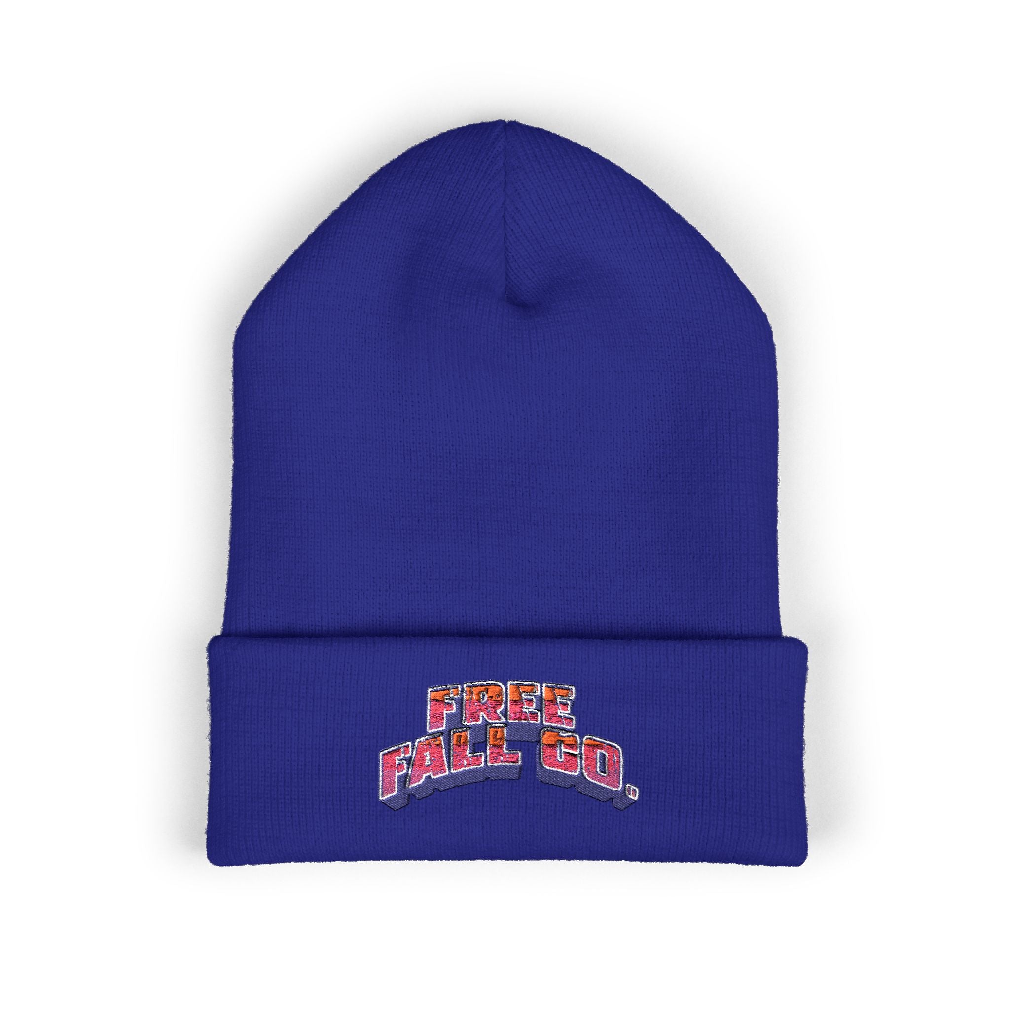 Embroidered 'Free Fall Co.' Cuffed Beanie — Cozy Knit Winter Hat