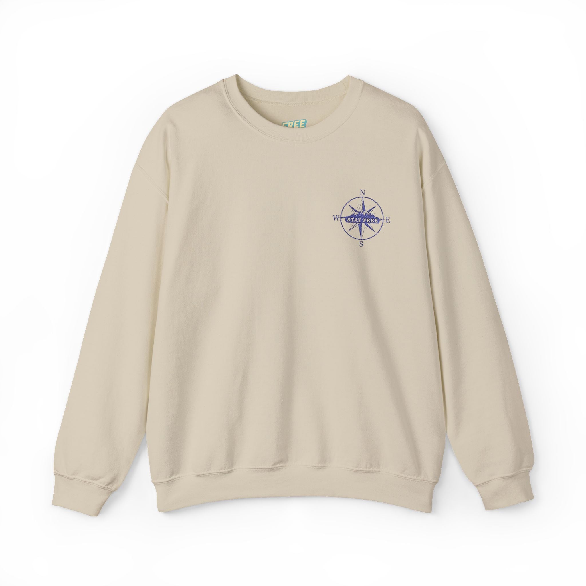 Embroidered Compass Rose Crewneck Sweatshirt — Minimal Nautical Graphic