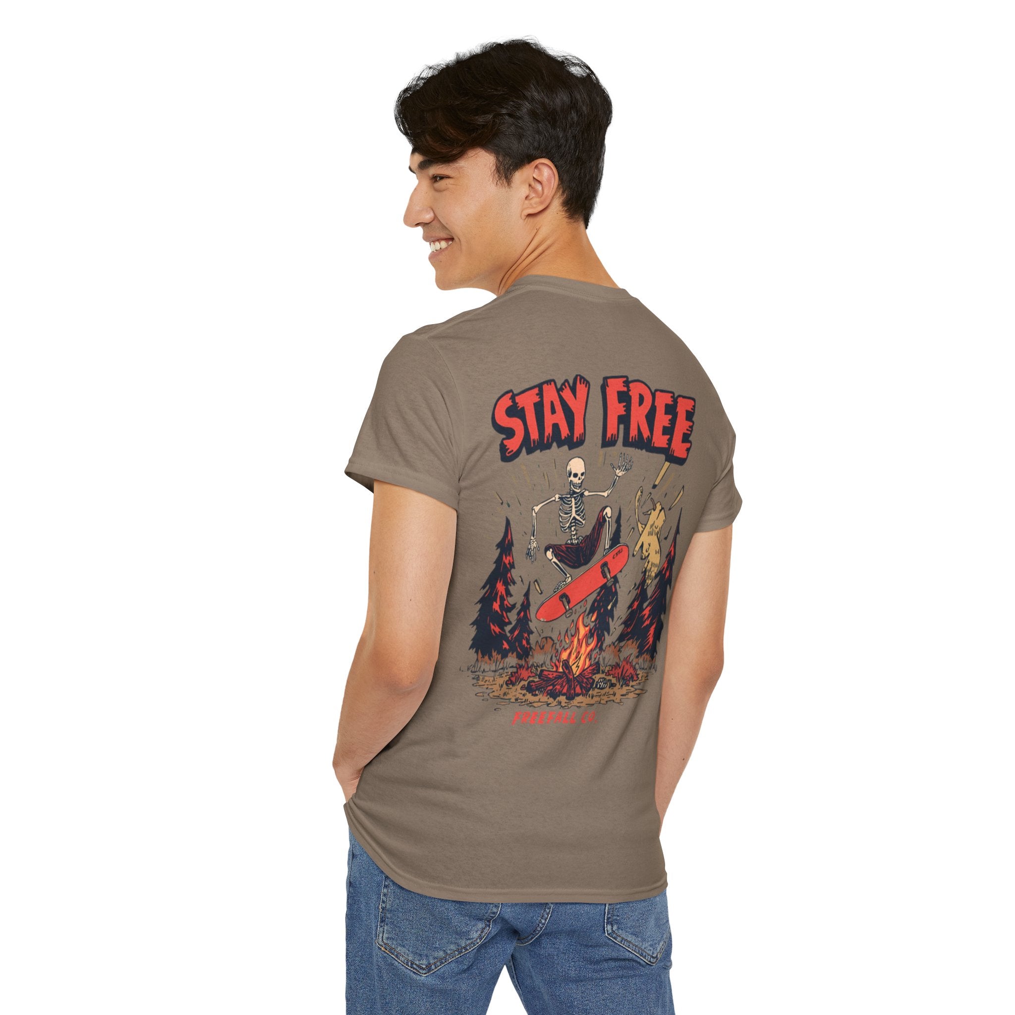 Stay Free Skate Tee — "Stay Free" Graphic Skateboard T-Shirt