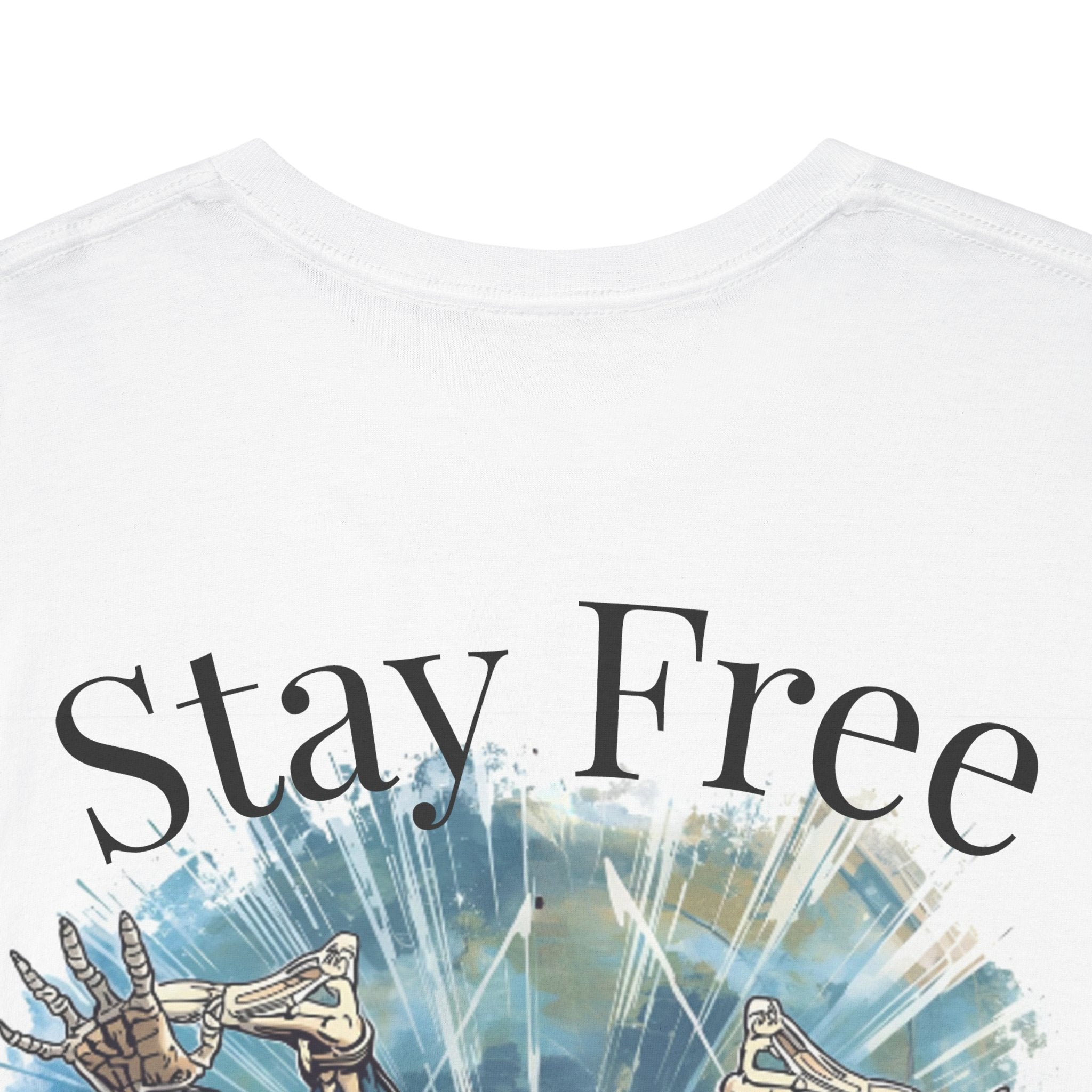 Stay Free Falling Tee — Graphic Skeleton Freedom T-Shirt