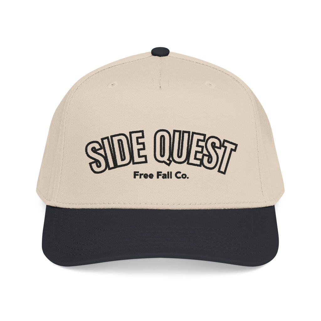 Side Quest Black and Cream – Retro Adventure Snapback