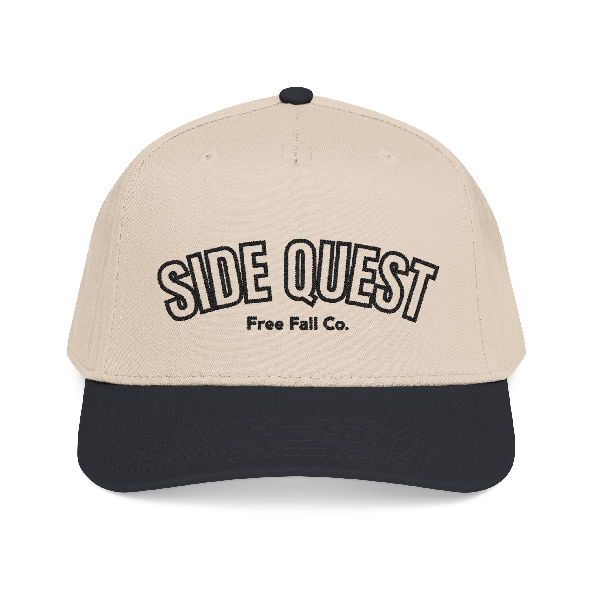 Side Quest Black and Cream – Retro Adventure Snapback