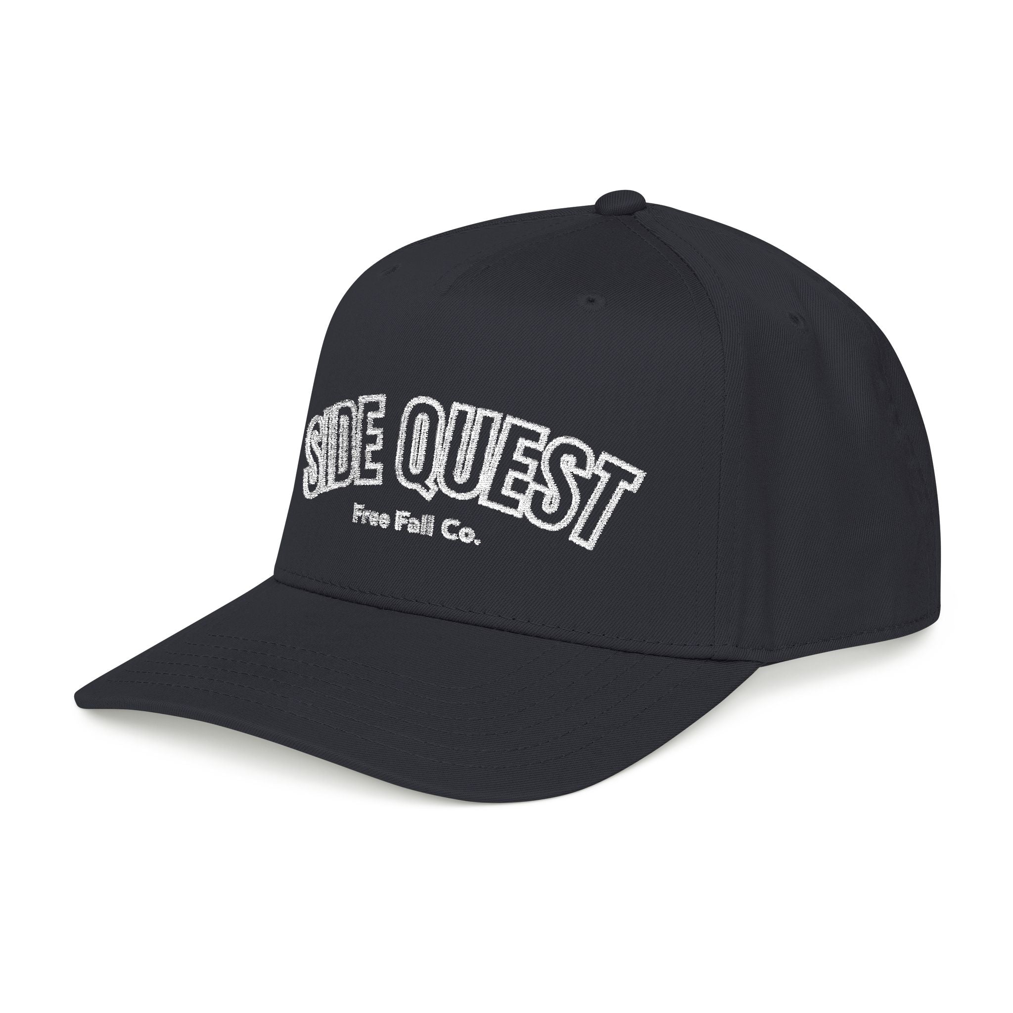 Side Quest Black Retro Adventure Embroidered Hat