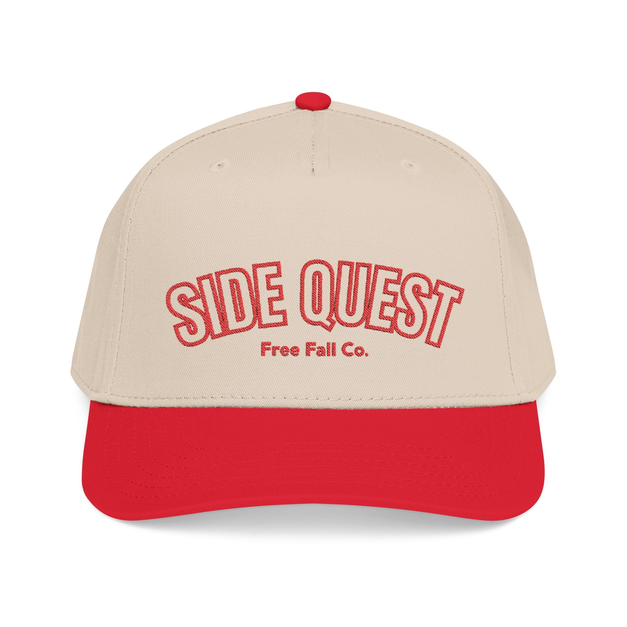 Side Quest Red Hat — Retro Embroidered Adventure Snapback