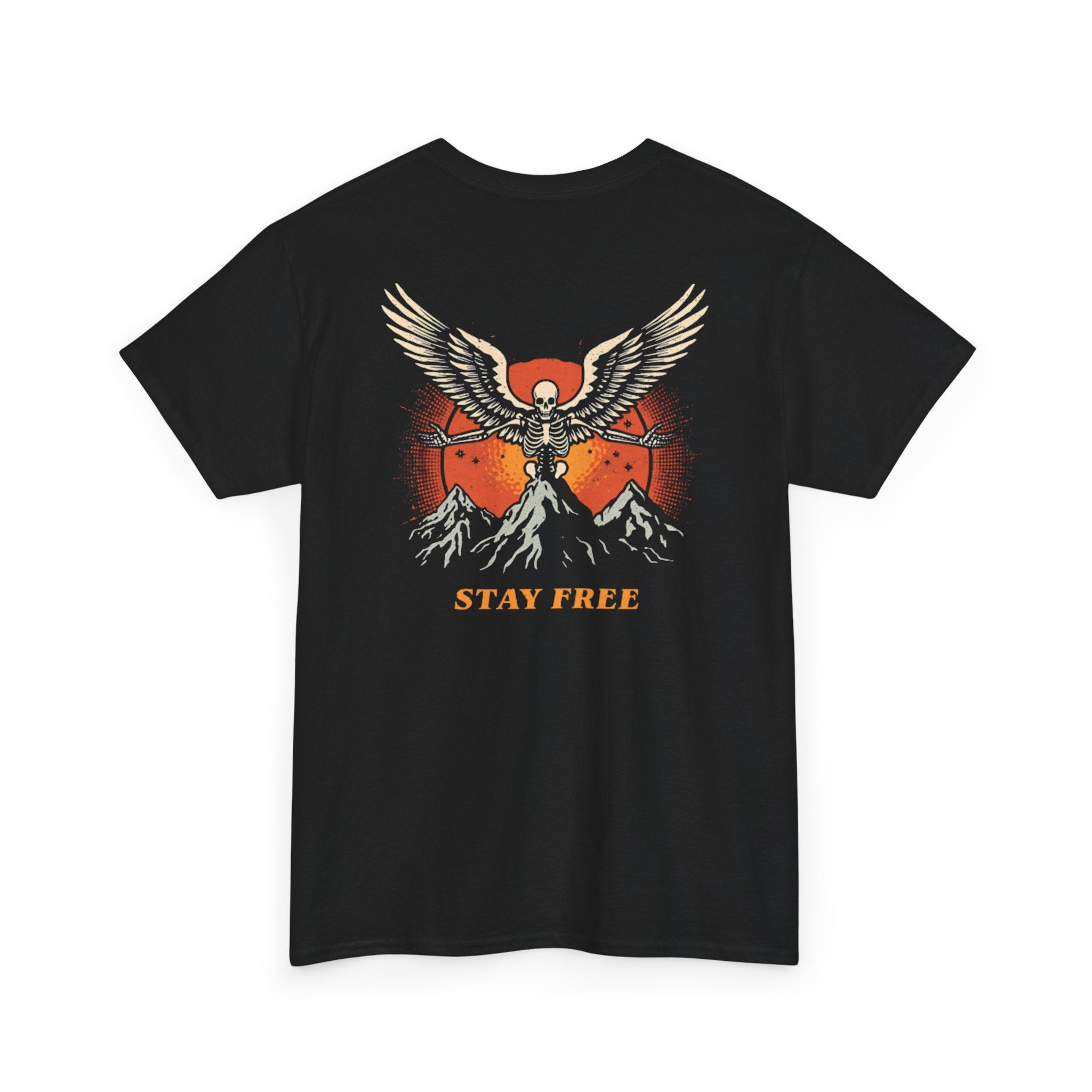 Stay Free Tee — Vintage Skeleton Wings Mountain Graphic T-Shirt