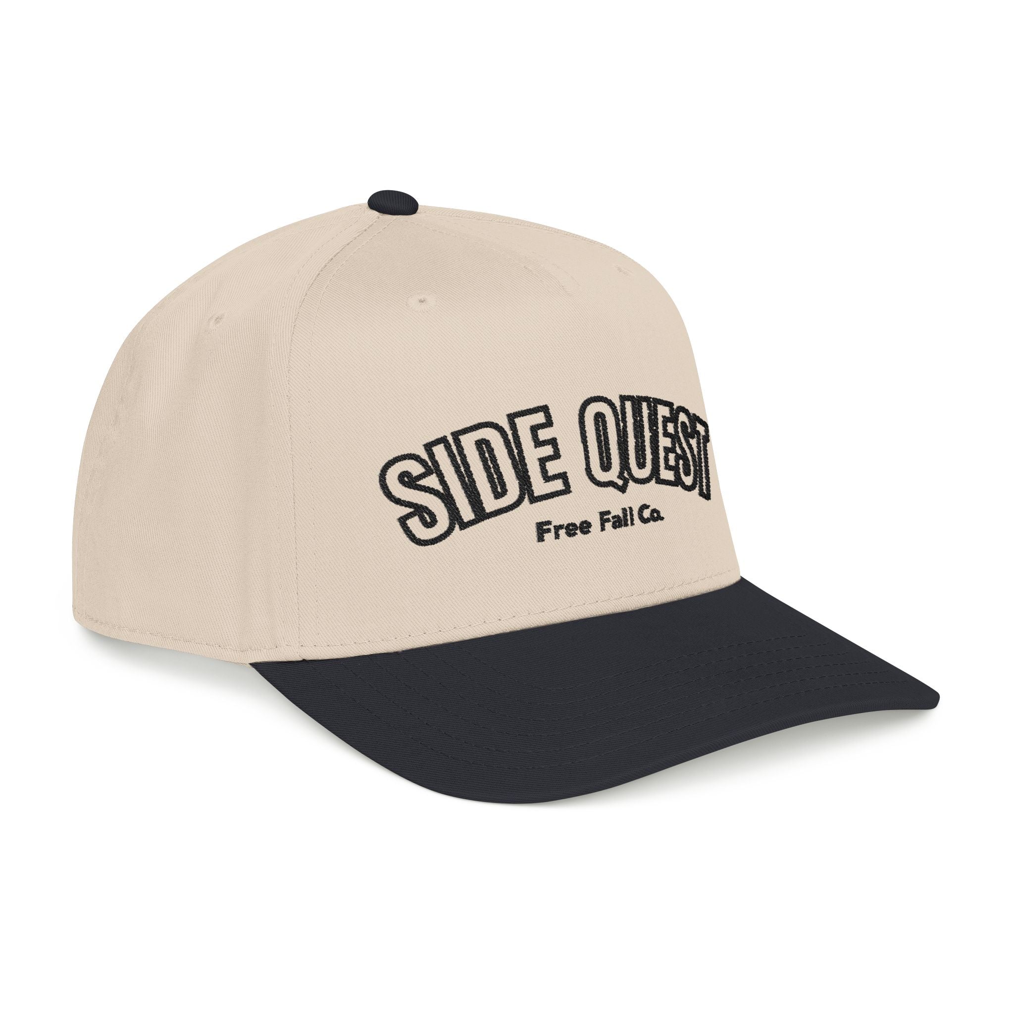 Side Quest Black and Cream – Retro Adventure Snapback