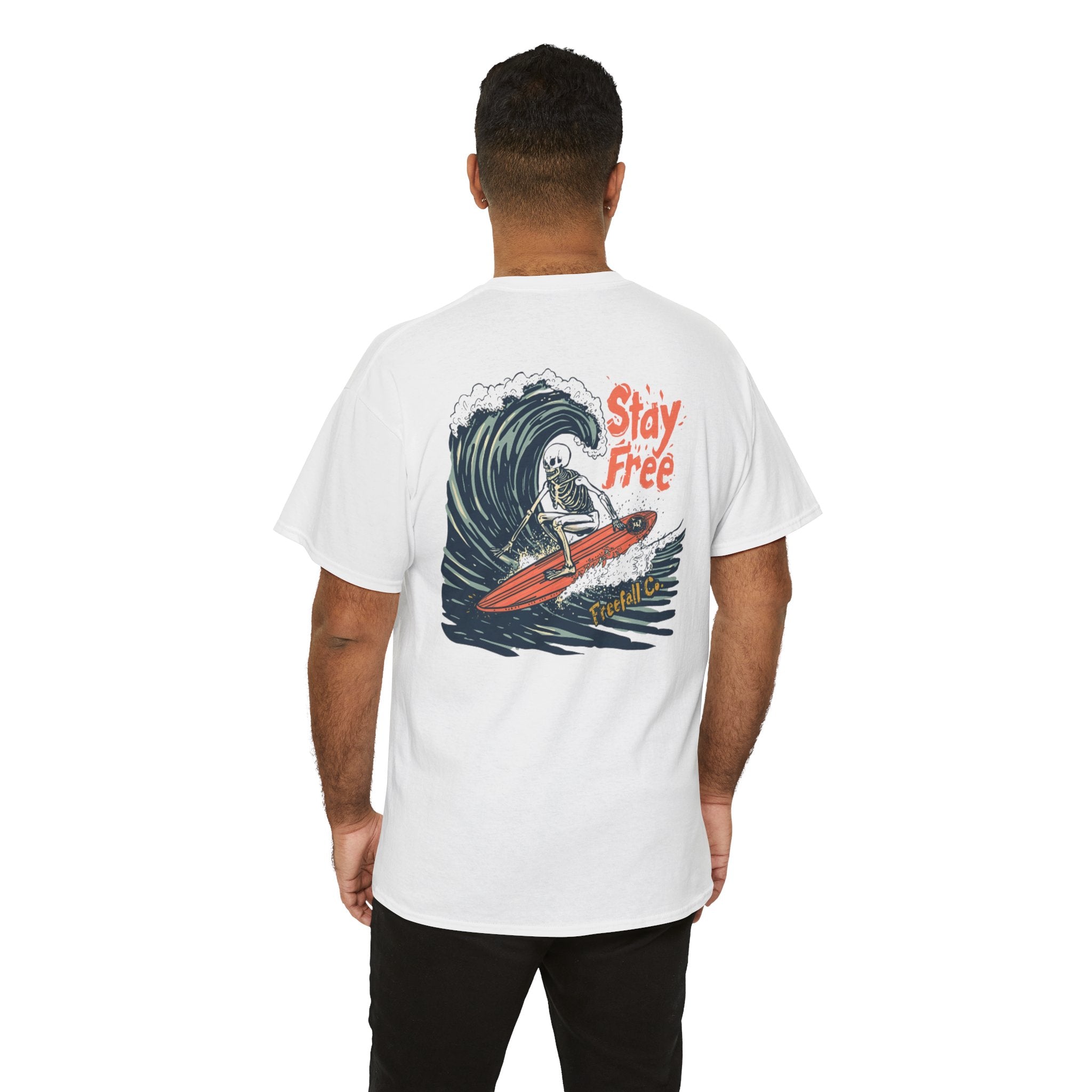 Surf Tee — "Stay Free" Surfing Graphic T-Shirt