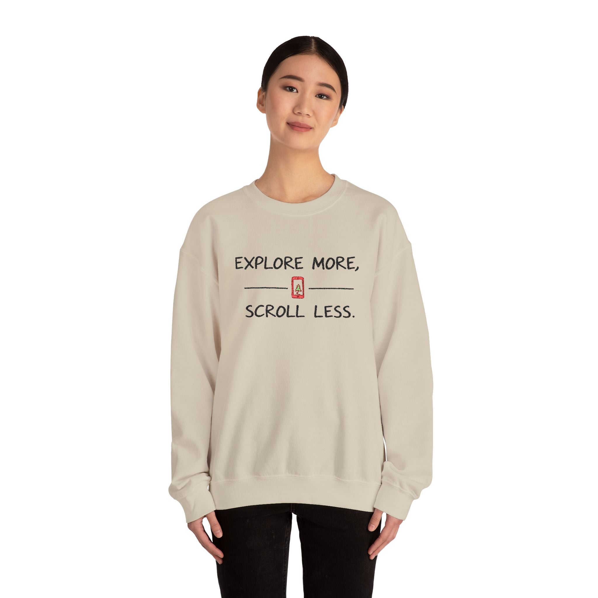 Explore More Scroll Less Embroidered Sweatshirt