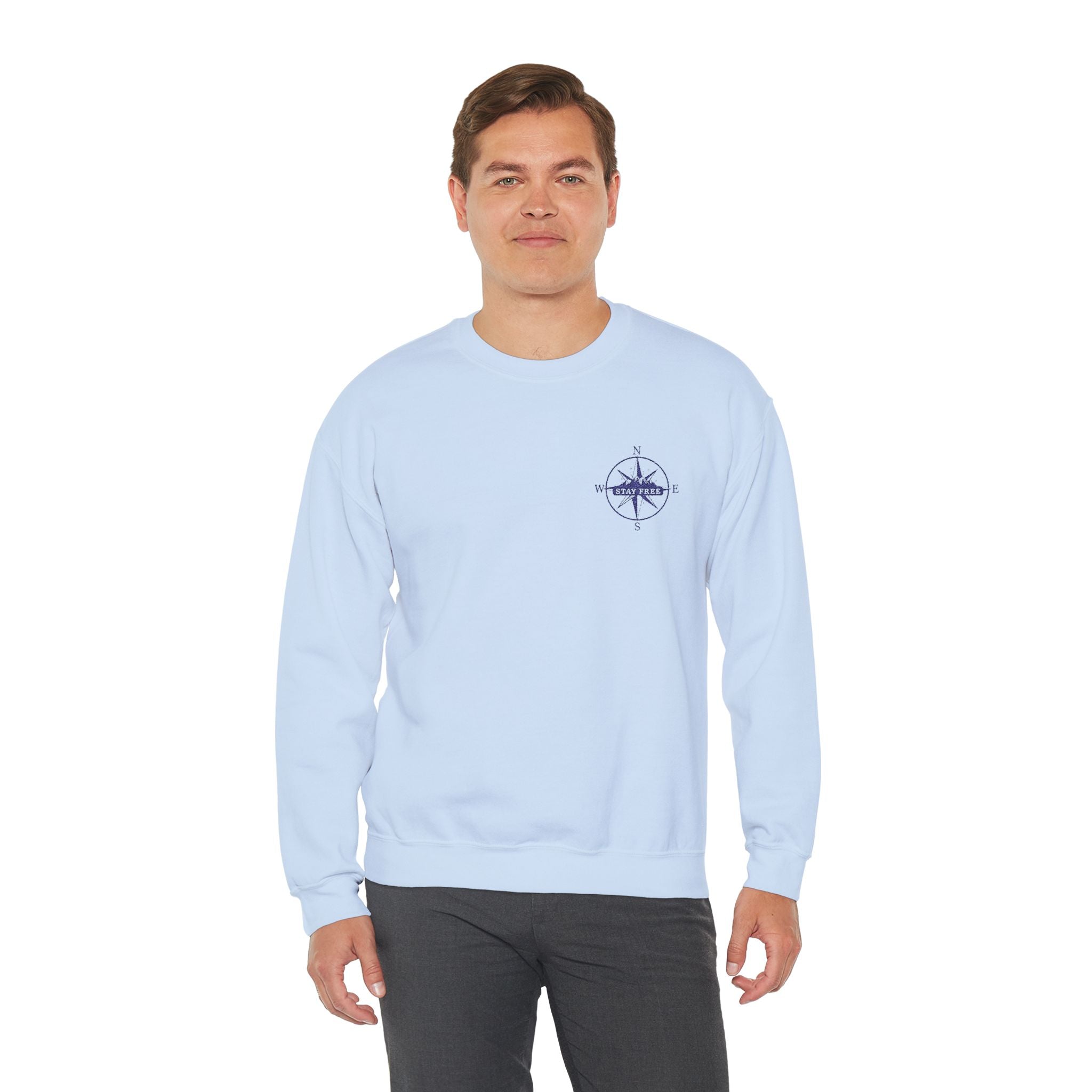 Embroidered Compass Rose Crewneck Sweatshirt — Minimal Nautical Graphic