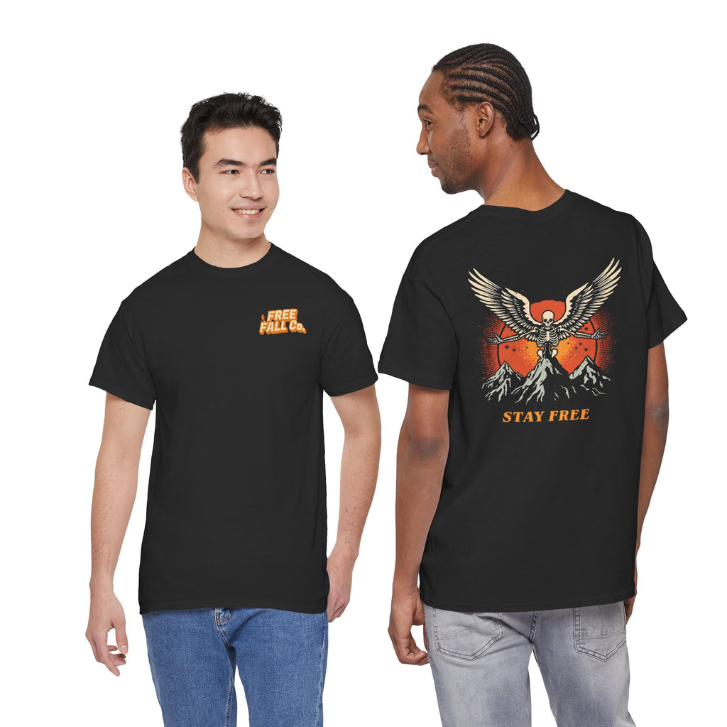 Stay Free Tee — Vintage Skeleton Wings Mountain Graphic T-Shirt