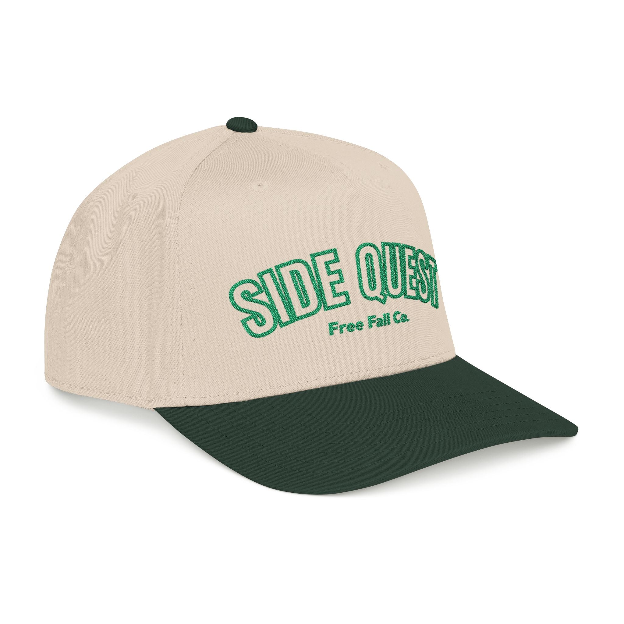 Side Quest Embroidered Retro Green Logo Mid-Profile Hat