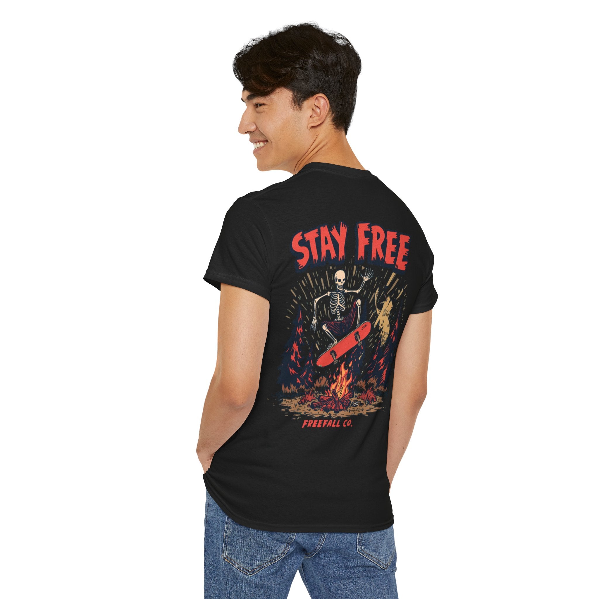 Stay Free Skate Tee — "Stay Free" Graphic Skateboard T-Shirt