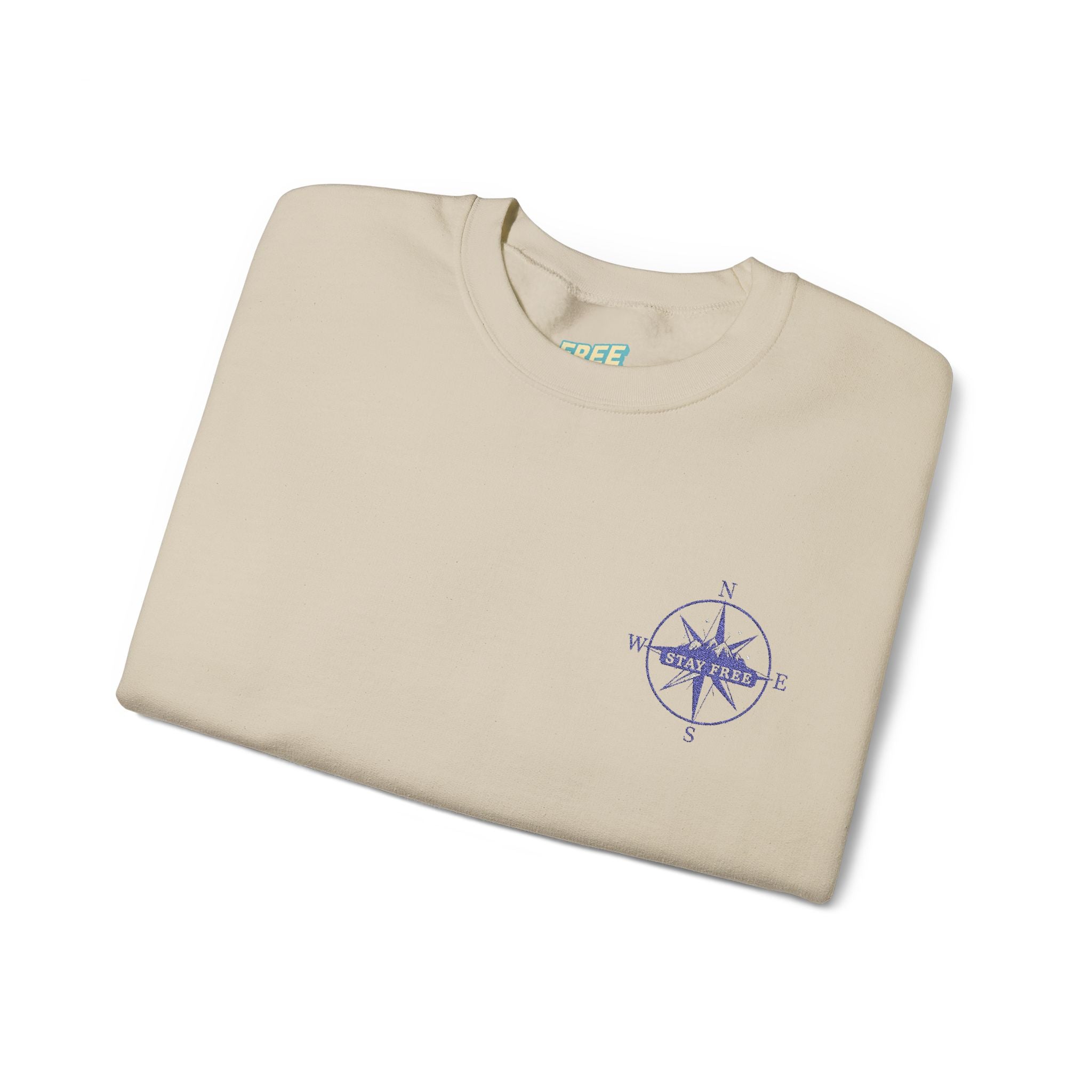 Embroidered Compass Rose Crewneck Sweatshirt — Minimal Nautical Graphic
