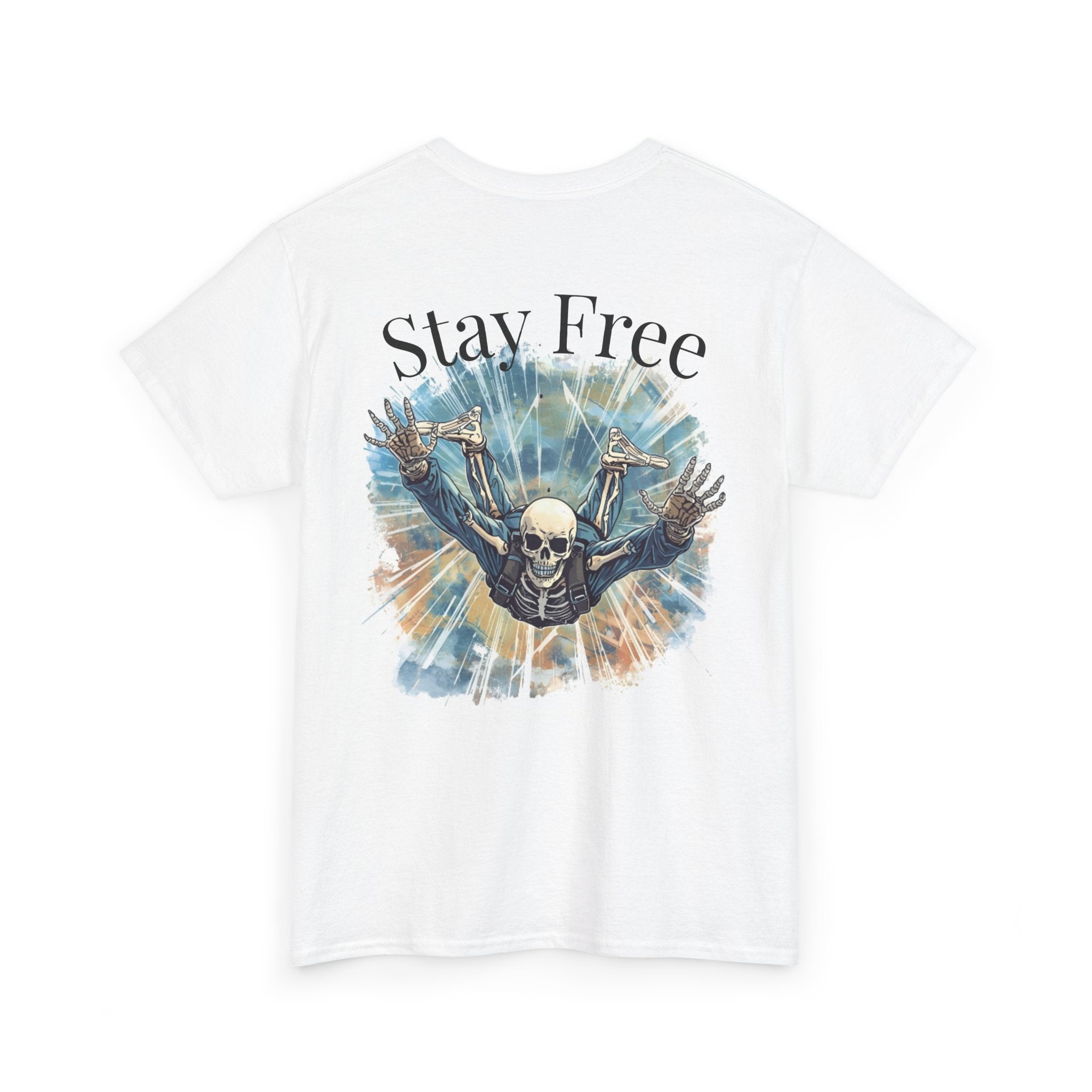 Stay Free Falling Tee — Graphic Skeleton Freedom T-Shirt