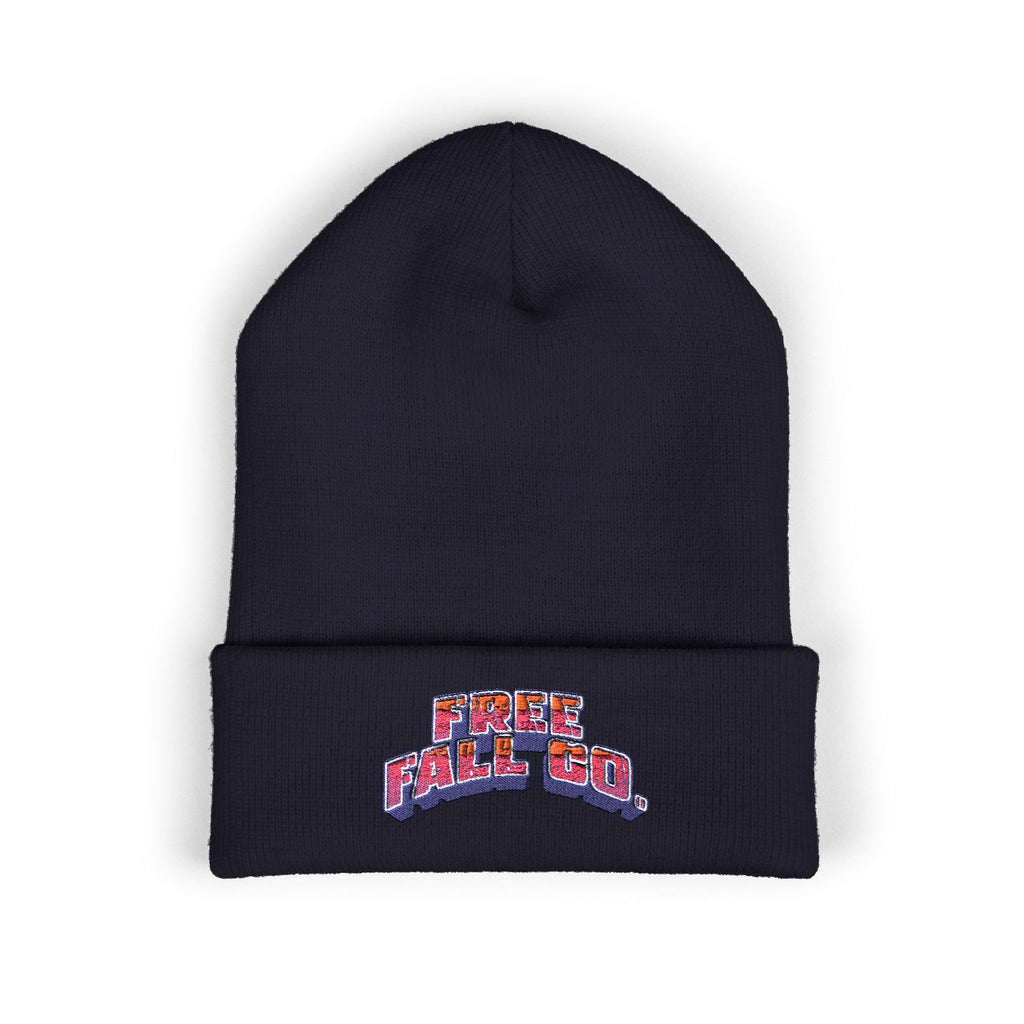 Embroidered 'Free Fall Co.' Cuffed Beanie — Cozy Knit Winter Hat