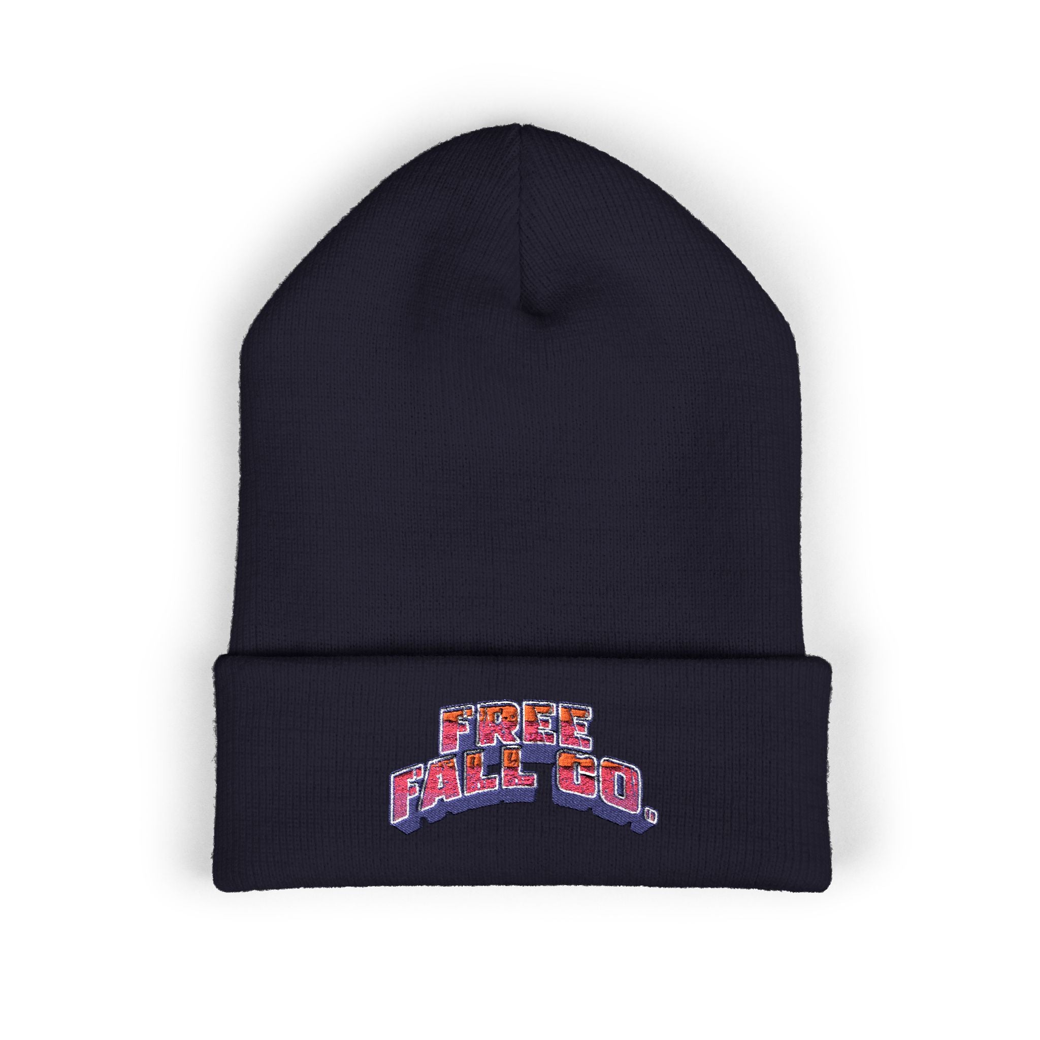 Embroidered 'Free Fall Co.' Cuffed Beanie — Cozy Knit Winter Hat