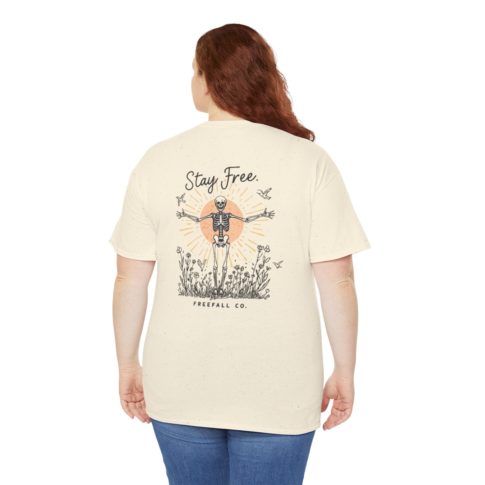 Stay Free Tee — "Stay Free" with Skeleton & Nature Back Design