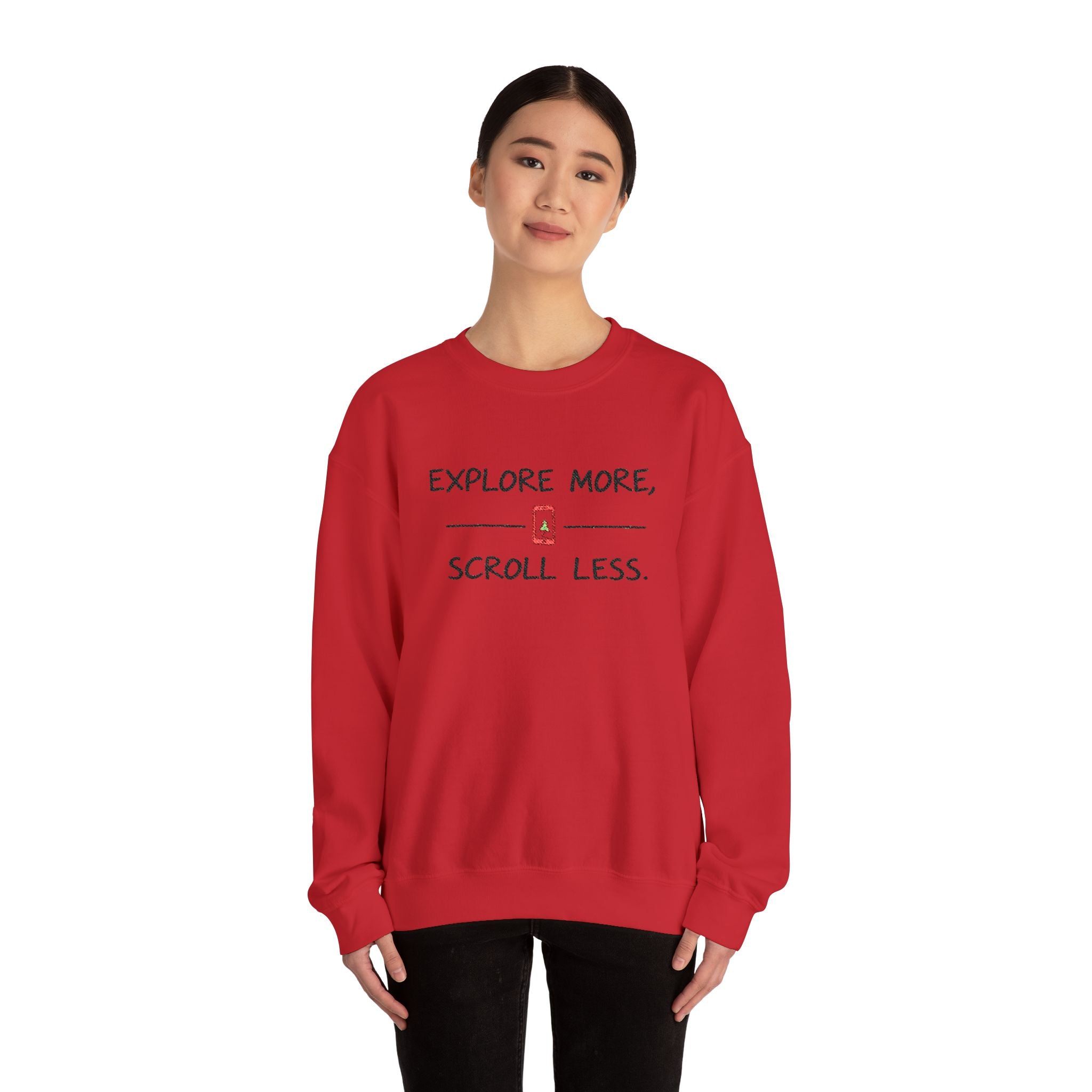Explore More Scroll Less Embroidered Sweatshirt