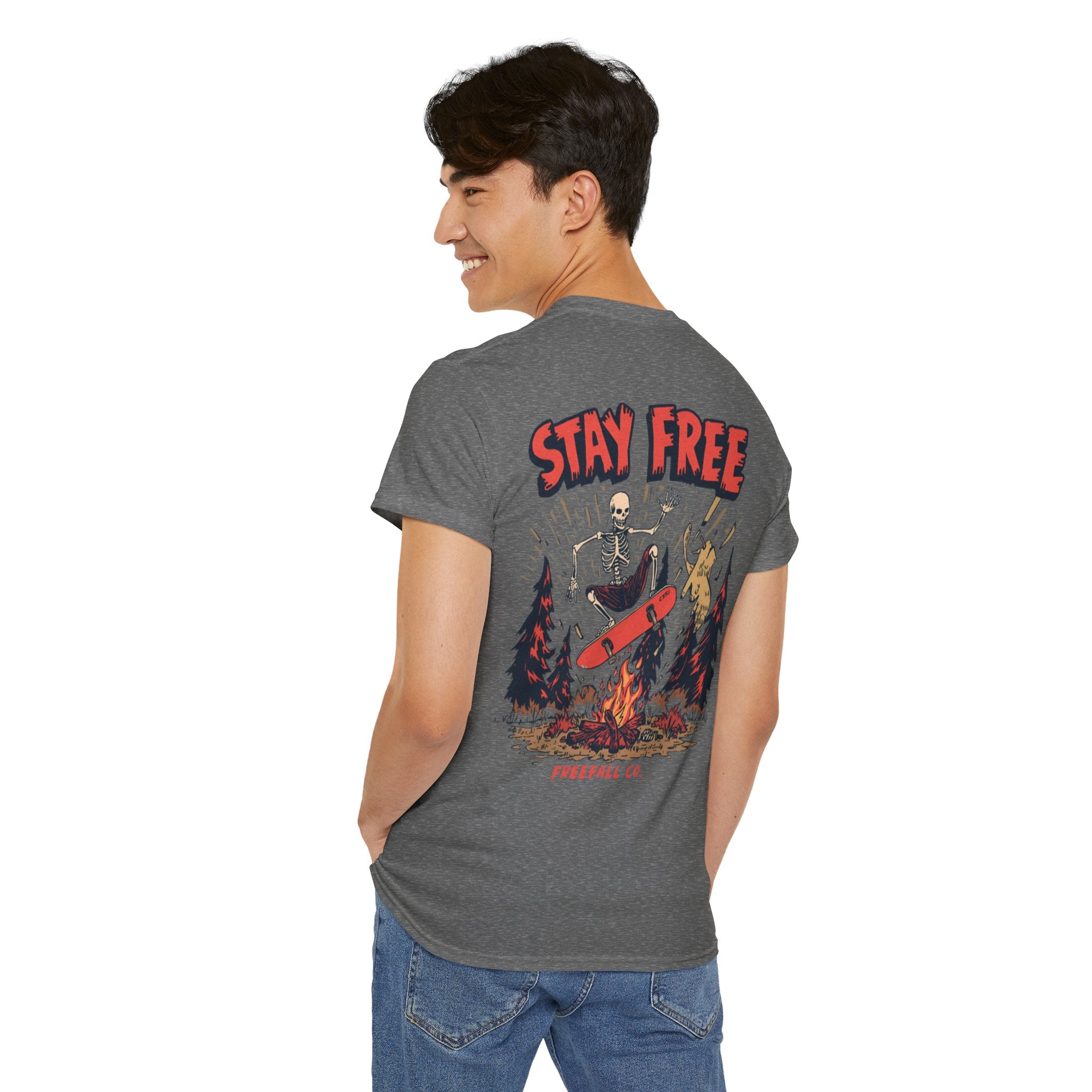 Stay Free Skate Tee — "Stay Free" Graphic Skateboard T-Shirt
