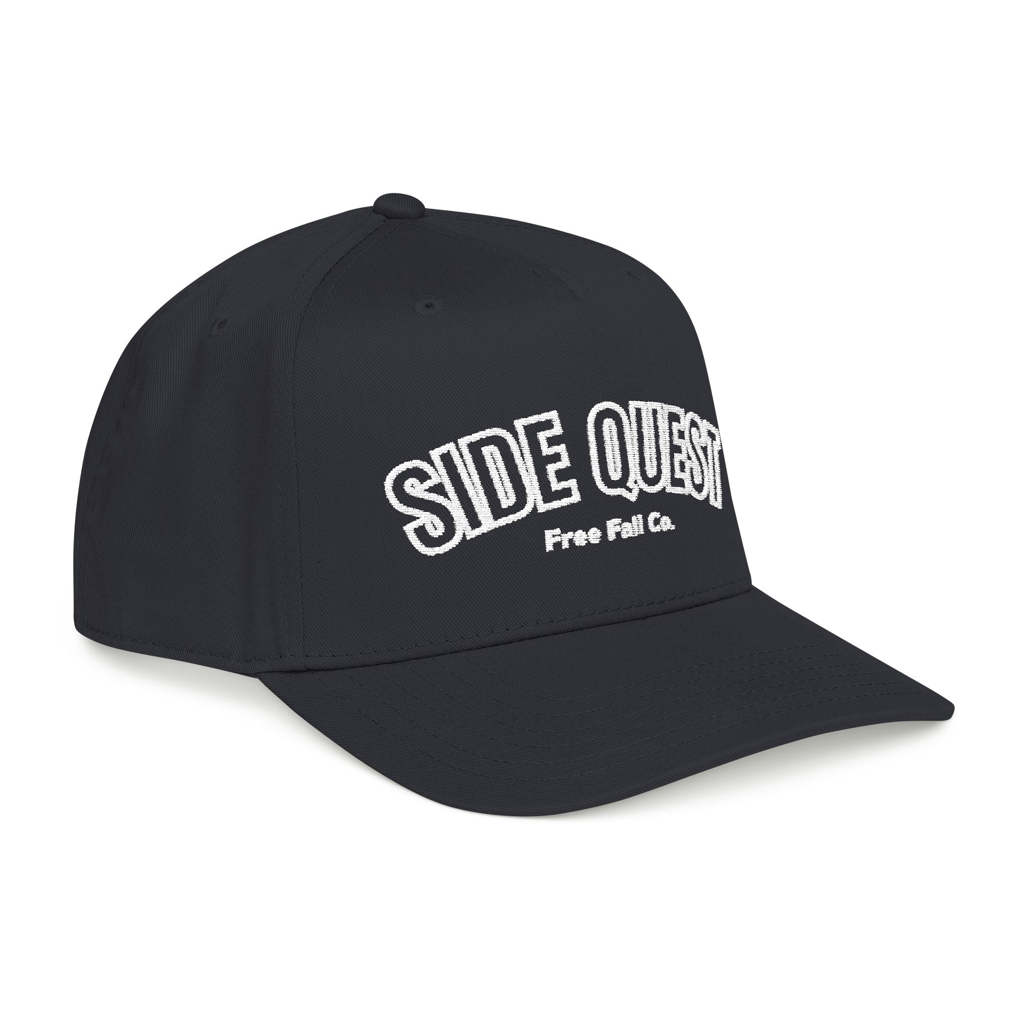Side Quest Black Retro Adventure Embroidered Hat