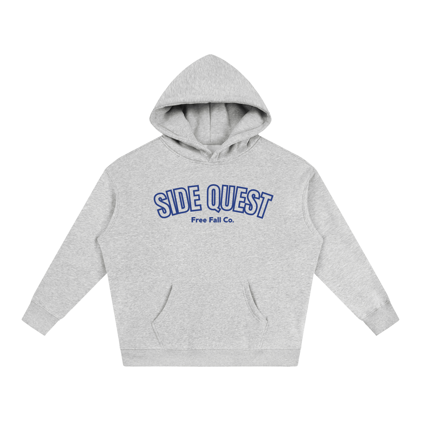 Oversize Blue & Grey Side Quest Fleeced Hoodie
