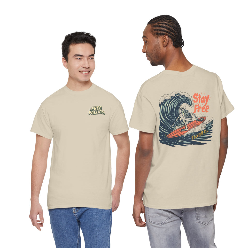 Surf Tee — "Stay Free" Surfing Graphic T-Shirt
