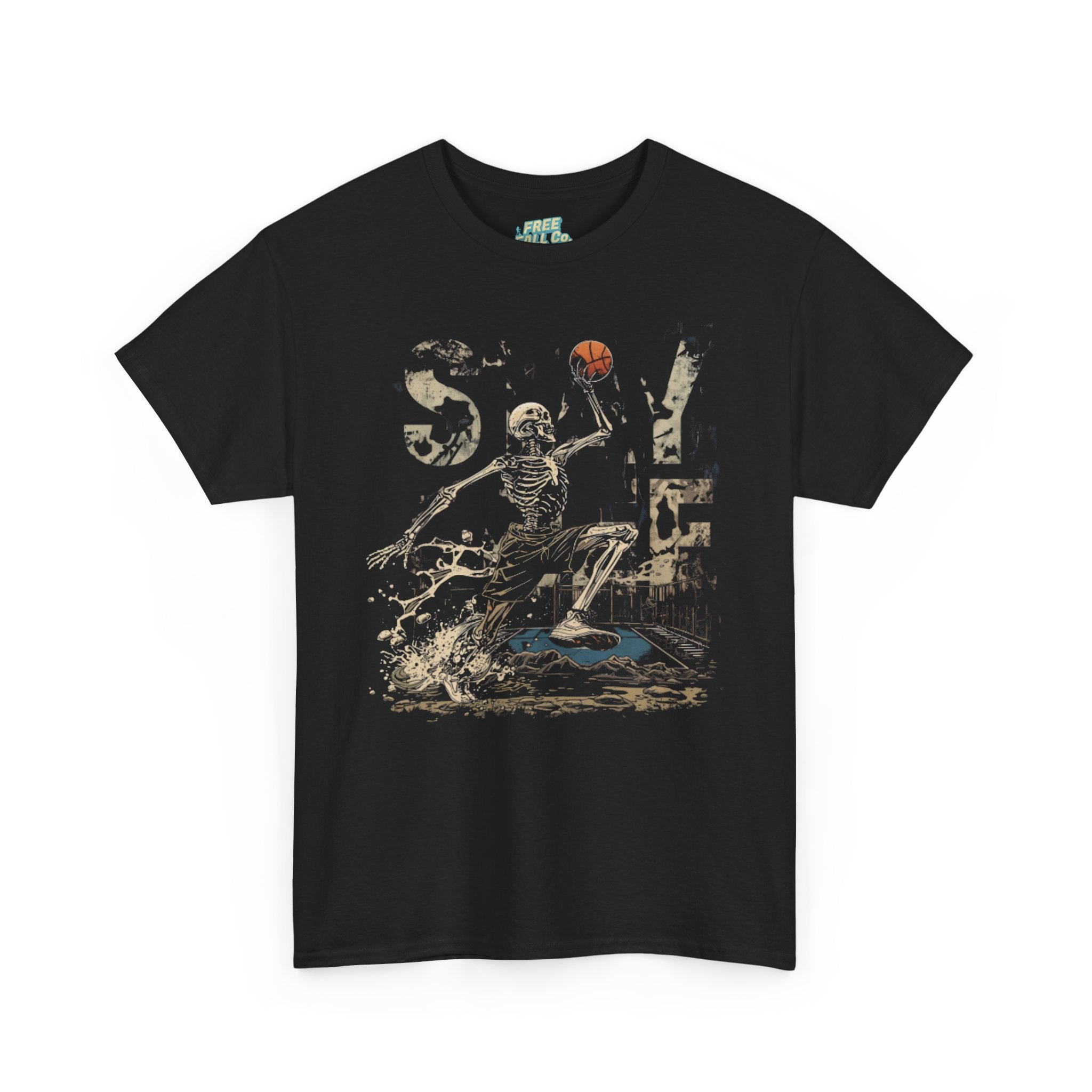 Skeleton 'Stay Free' Basketball T-Shirt