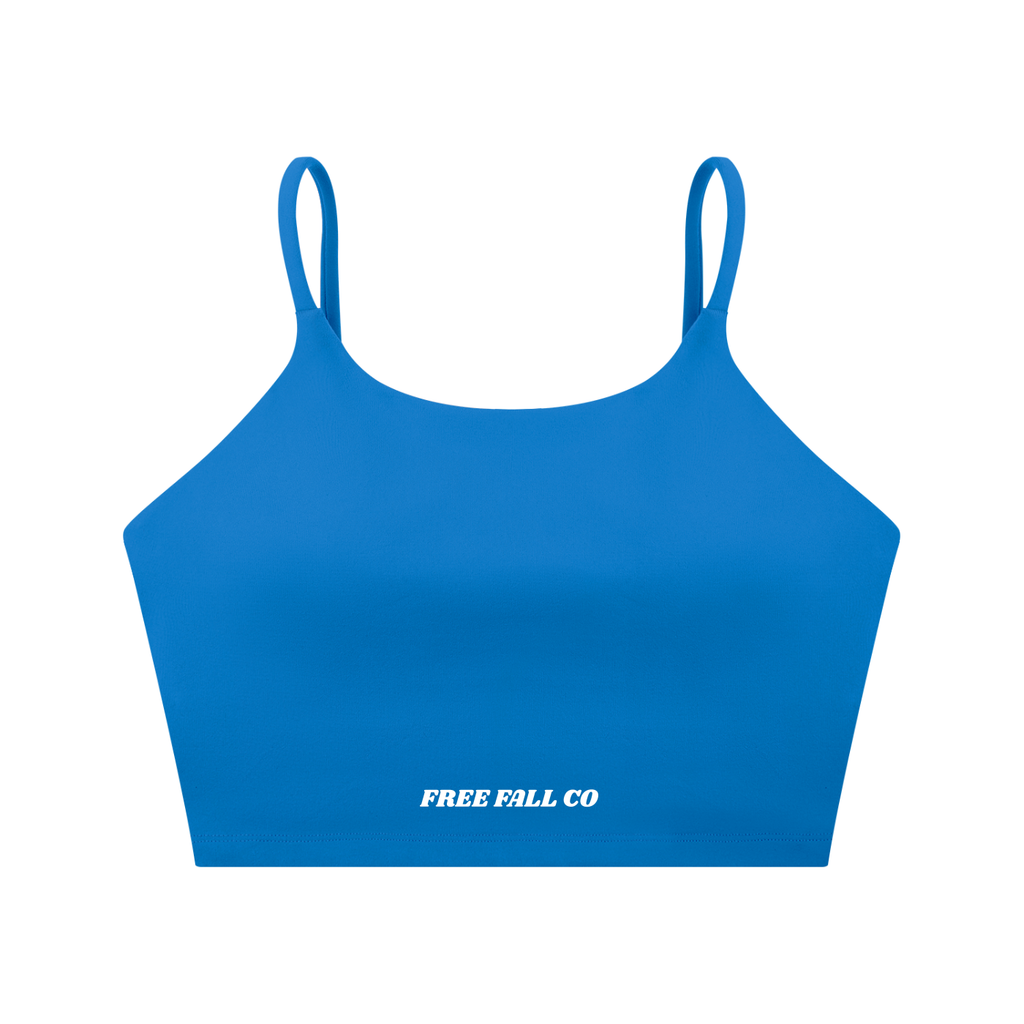 Colorful Blue Spaghetti Strap Yoga Sports Bra