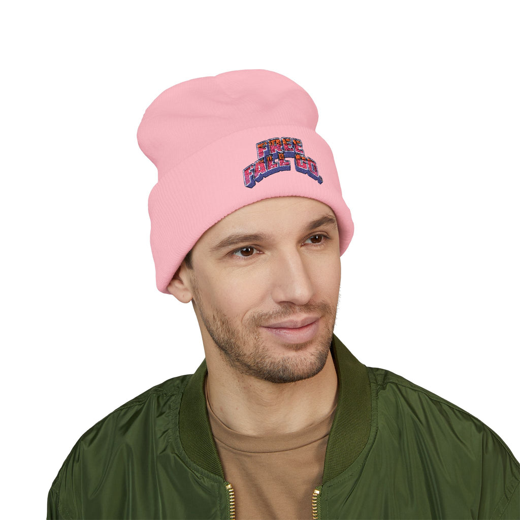 Embroidered 'Free Fall Co.' Cuffed Beanie — Cozy Knit Winter Hat
