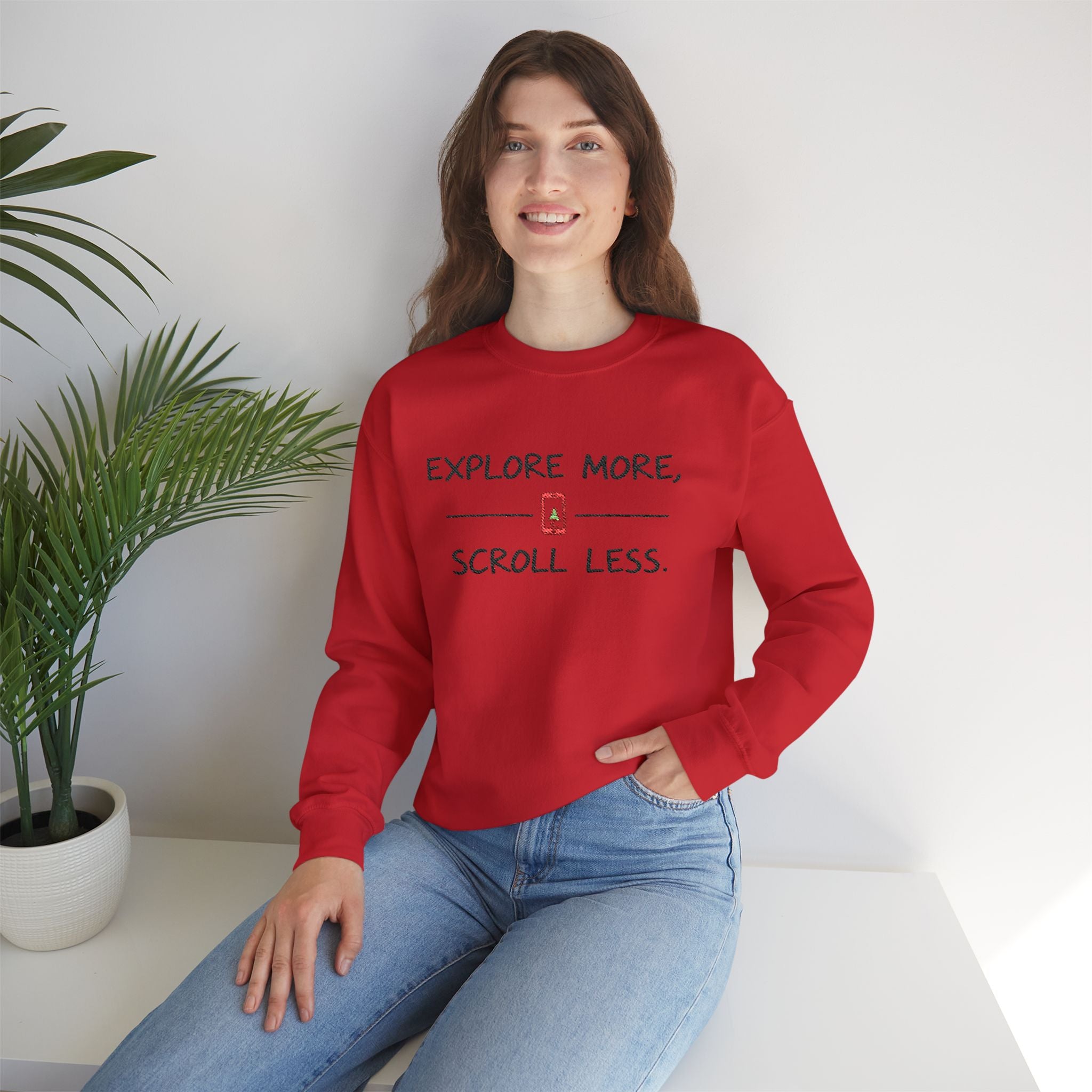 Explore More Scroll Less Embroidered Sweatshirt