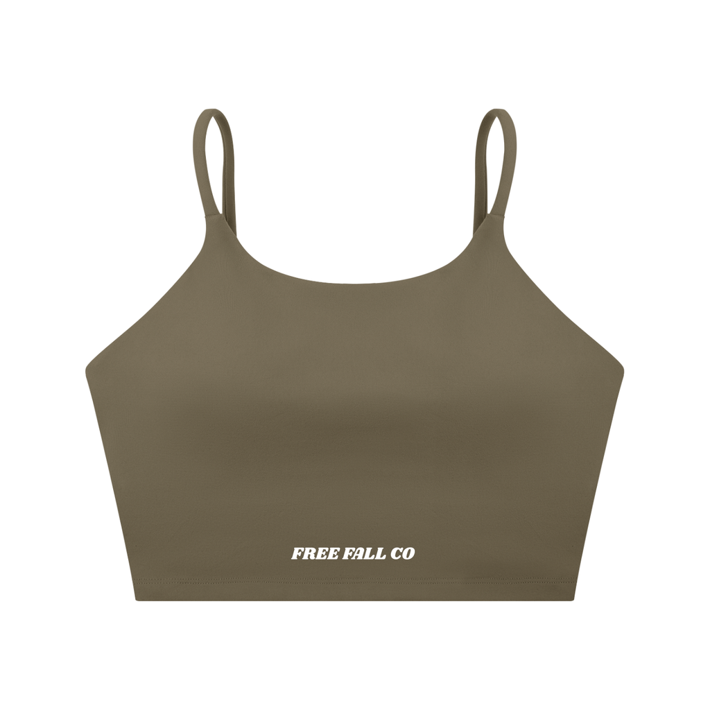 Gray Coffee Spaghetti Strap Yoga Sports Bra