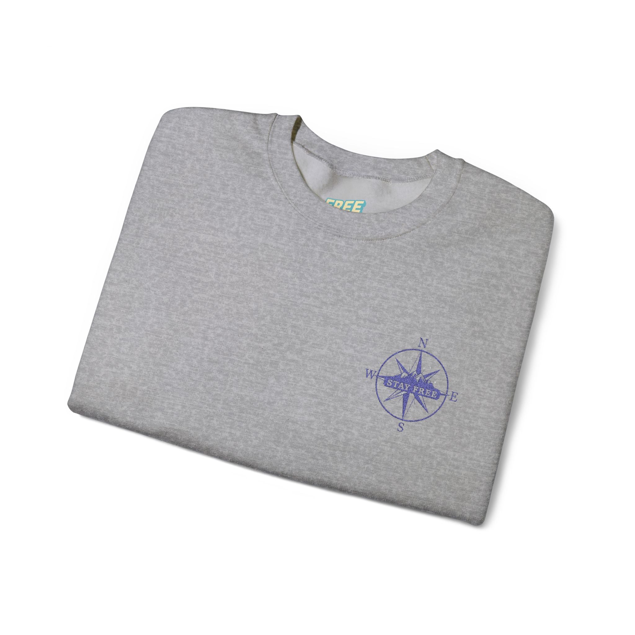 Embroidered Compass Rose Crewneck Sweatshirt — Minimal Nautical Graphic