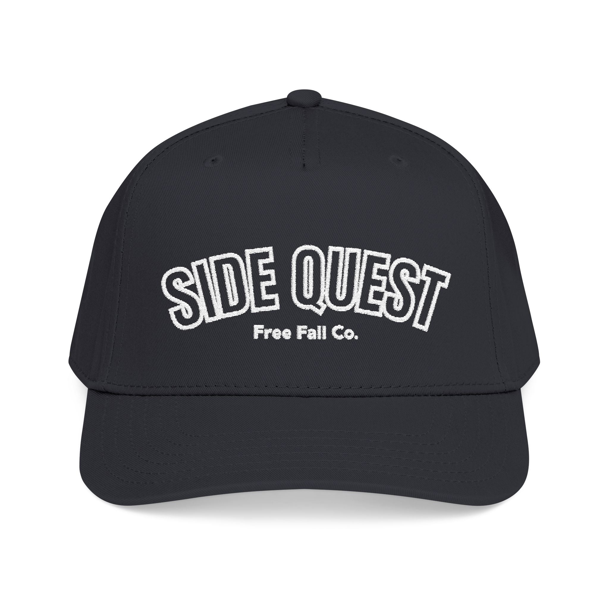 Side Quest Black Retro Adventure Embroidered Hat