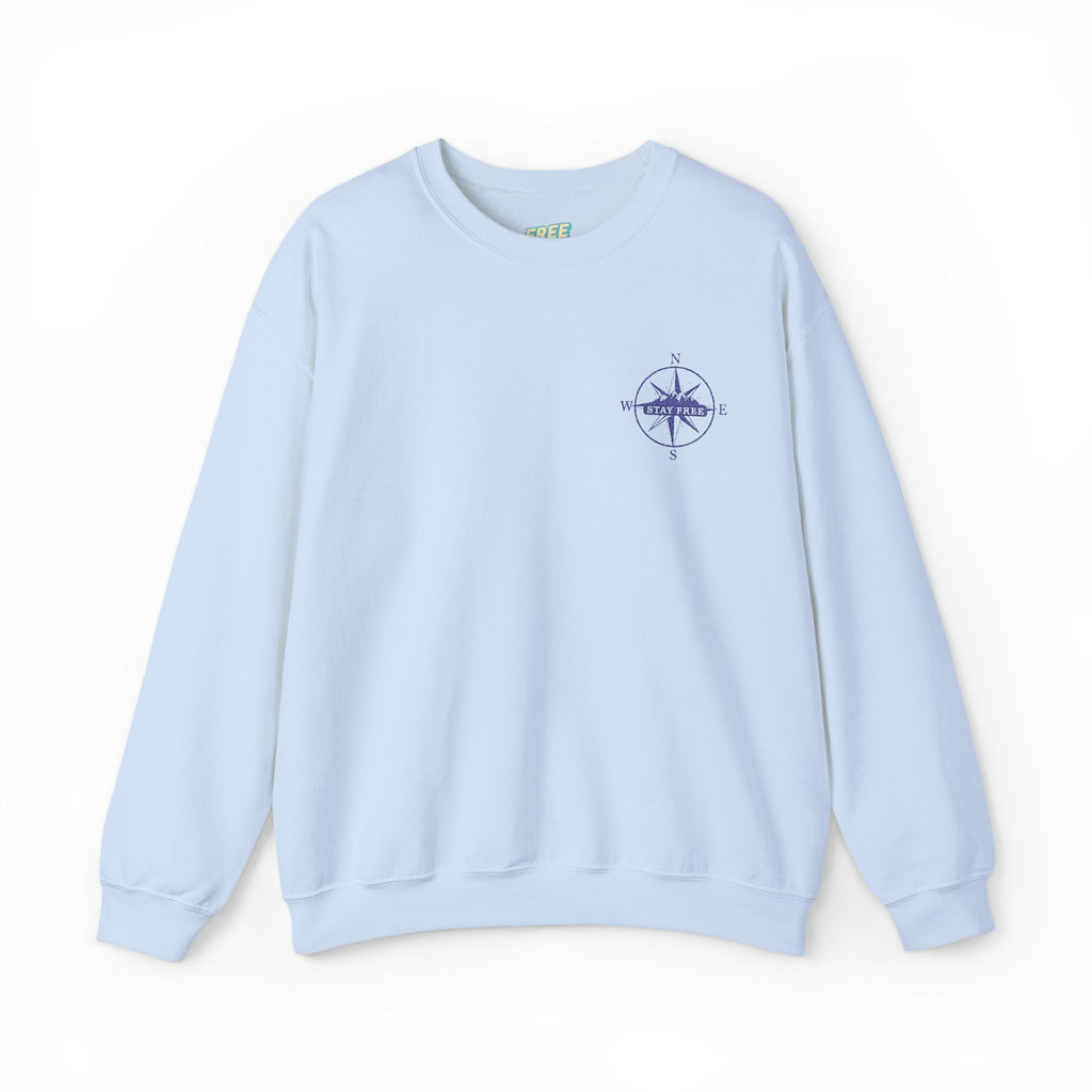 Embroidered Compass Rose Crewneck Sweatshirt — Minimal Nautical Graphic