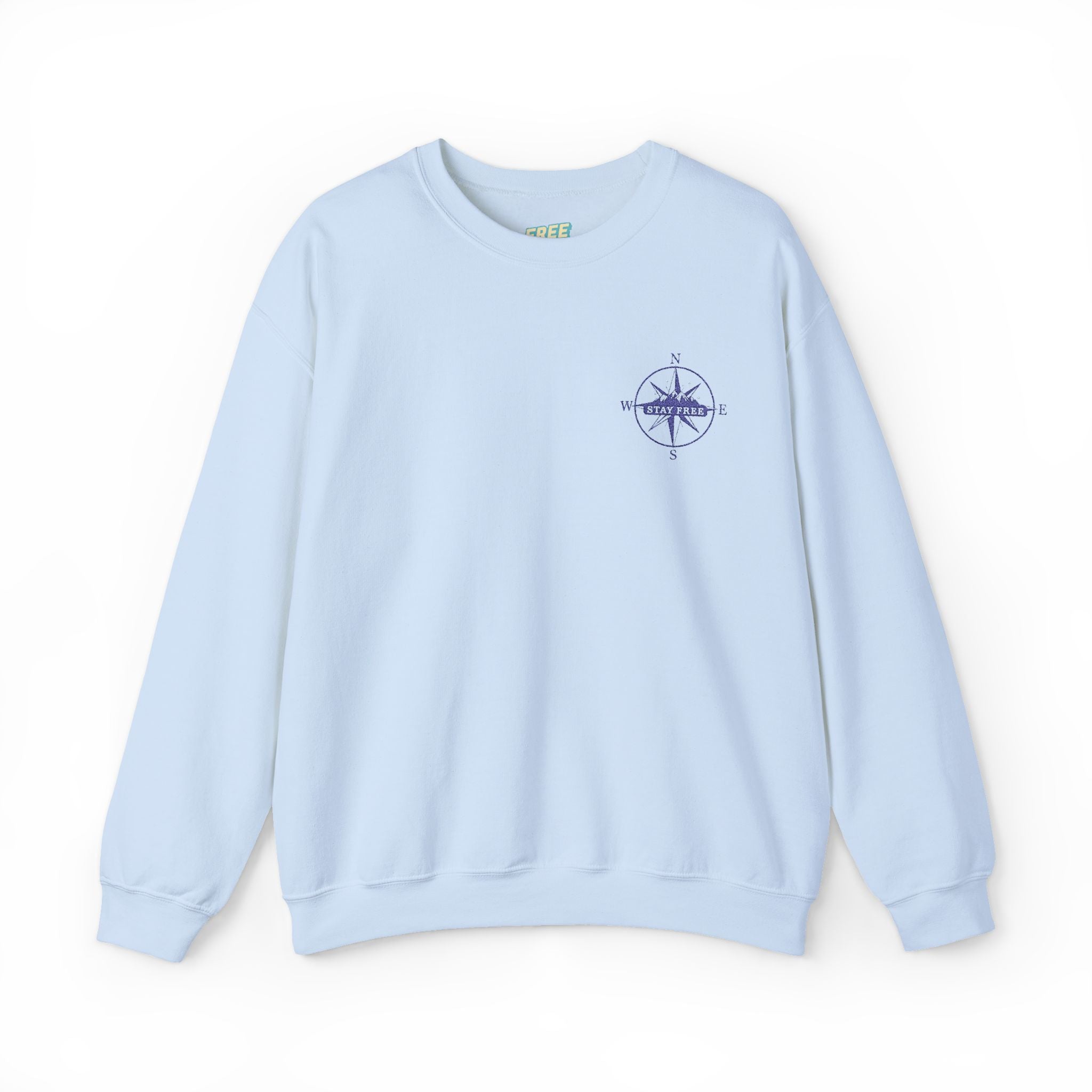 Embroidered Compass Rose Crewneck Sweatshirt — Minimal Nautical Graphic