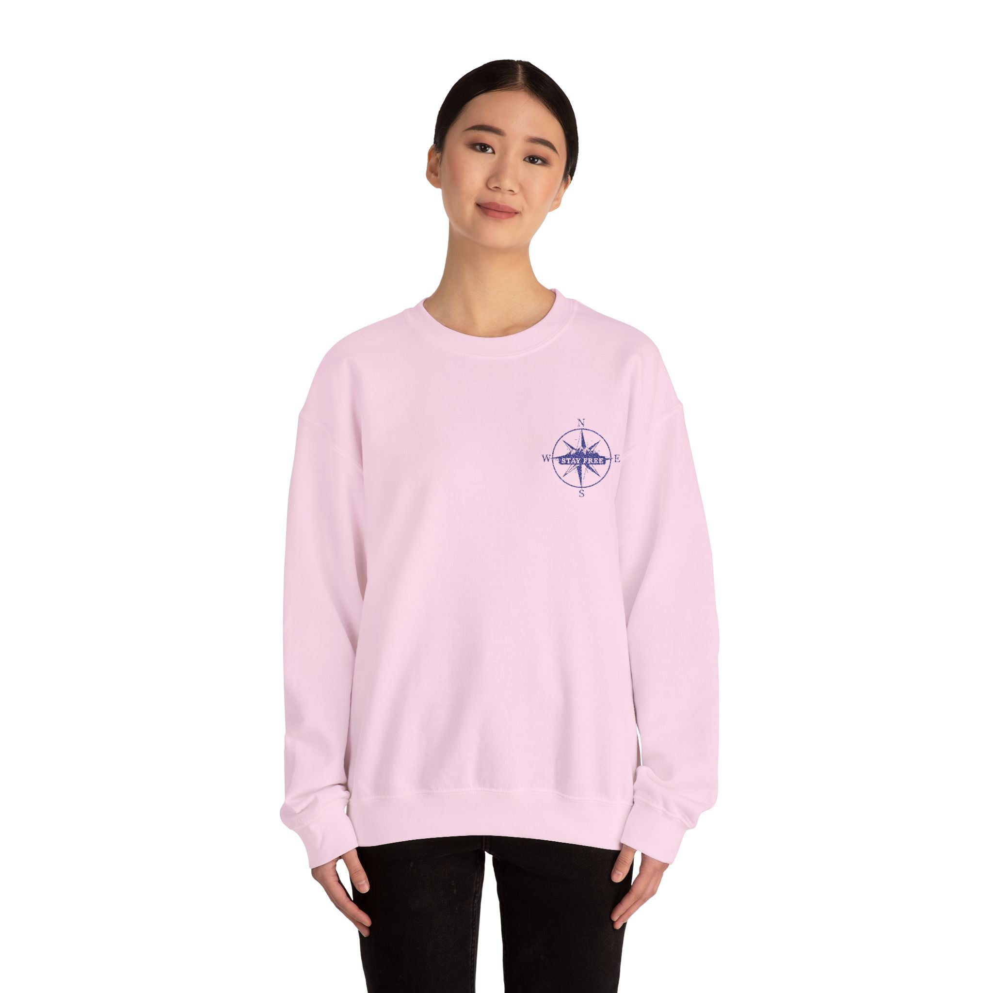 Embroidered Compass Rose Crewneck Sweatshirt — Minimal Nautical Graphic