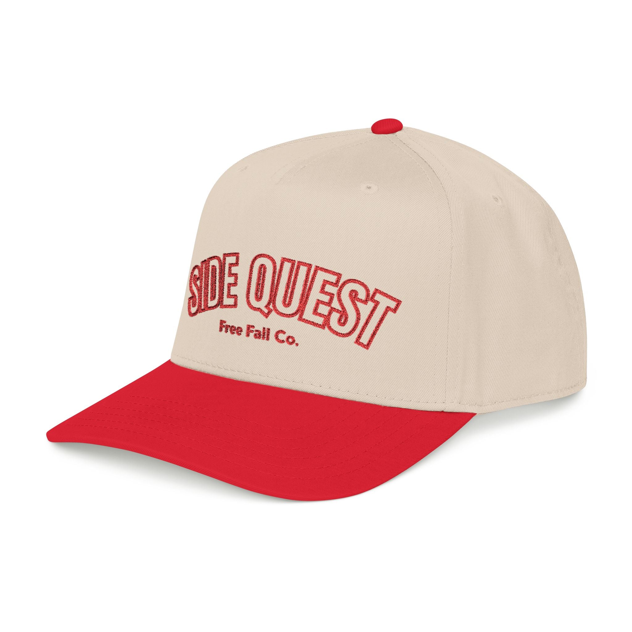 Side Quest Red Hat — Retro Embroidered Adventure Snapback
