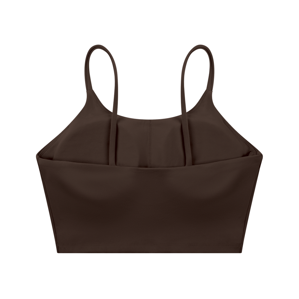 Brown Spaghetti Strap Yoga Sports Bra