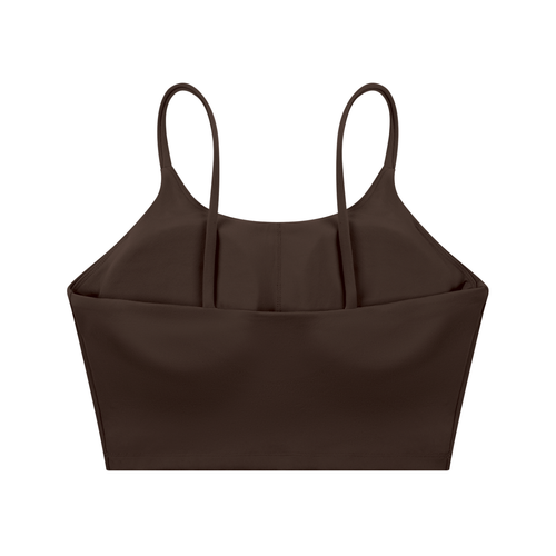 Brown Spaghetti Strap Yoga Sports Bra