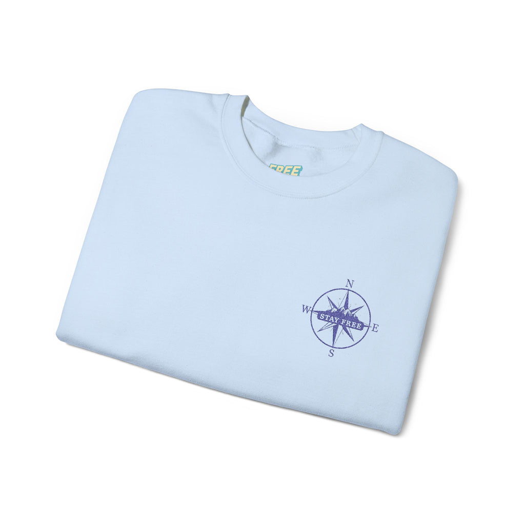 Embroidered Compass Rose Crewneck Sweatshirt — Minimal Nautical Graphic