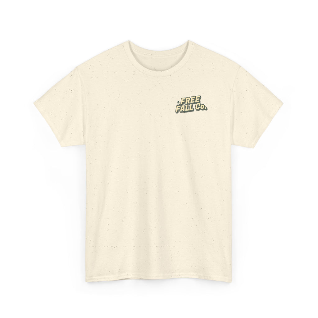 Nature Scene T-Shirt — Mountain Lake Forest Graphic Tee ("Free Fall Co.")