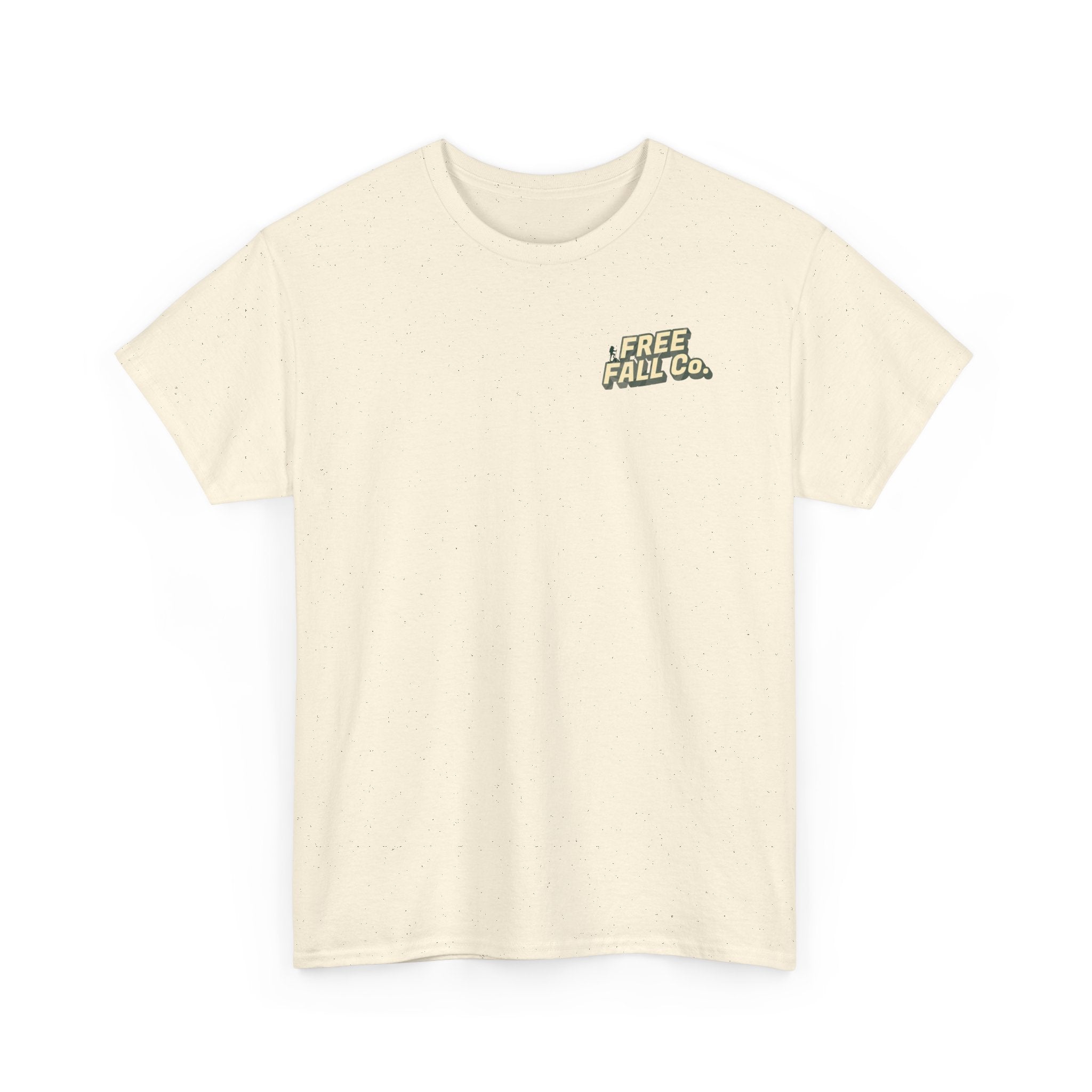 Nature Scene T-Shirt — Mountain Lake Forest Graphic Tee ("Free Fall Co.")
